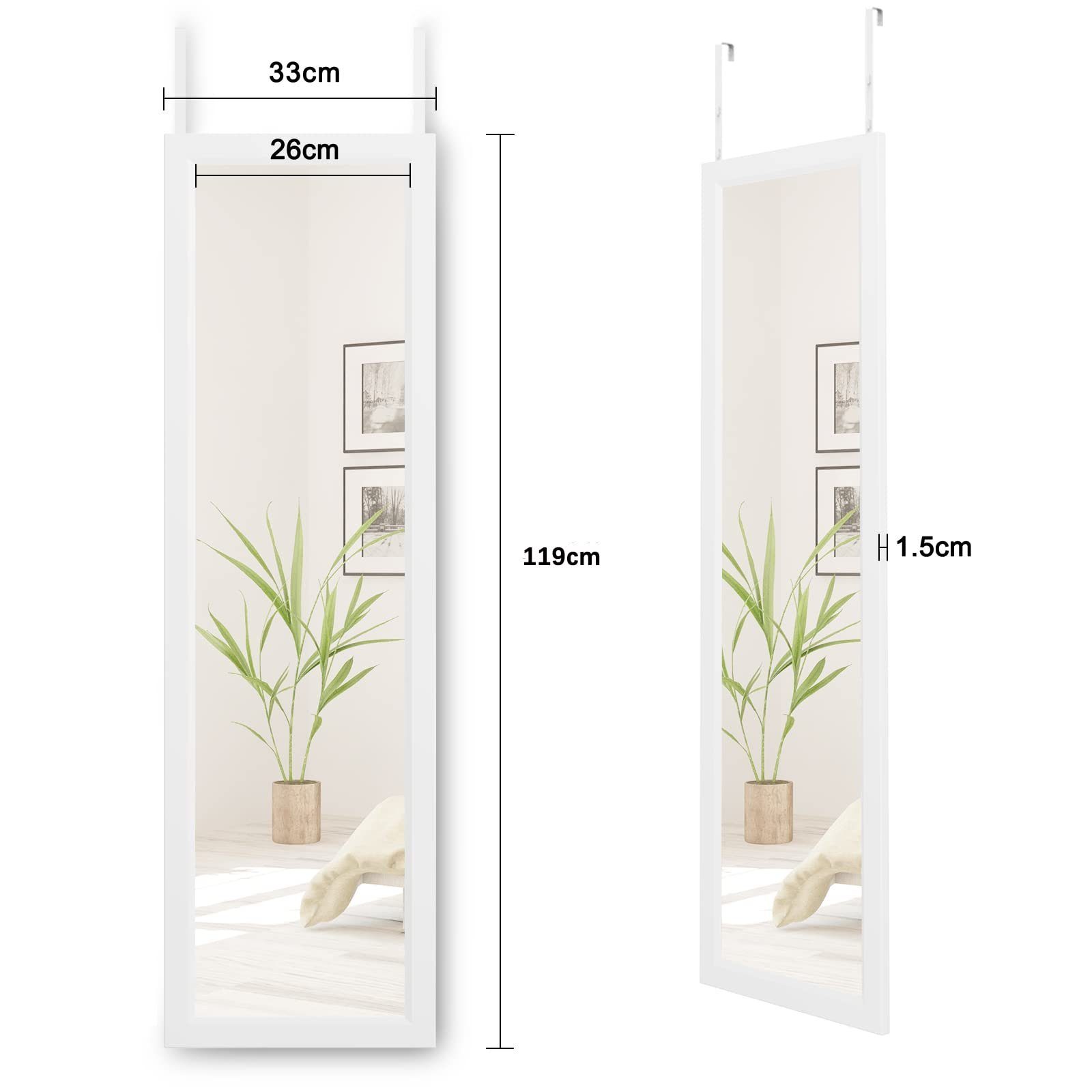 Dripex Wandspiegel Flurspiegel höhenverstellbarer Hängespiegel mit Haken günstig online kaufen