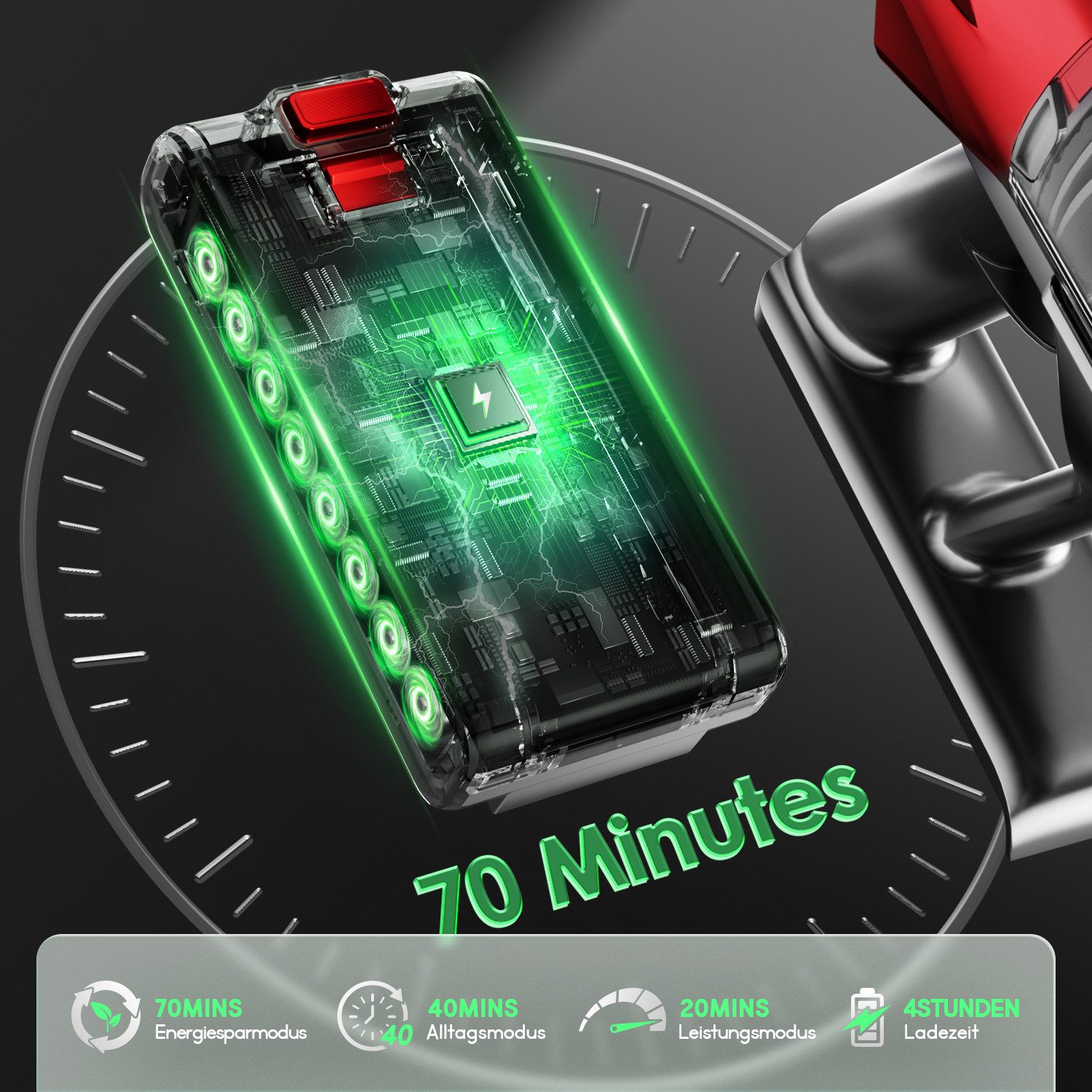 Hiazurm Akku-Hand-und Stielstaubsauger Akku Staubsauger,85000Pa/2.8L/70min OLED-Display Staubsauger Kabellos, Super Leise Stabstaubsauger für Tierhaare und Teppiche
