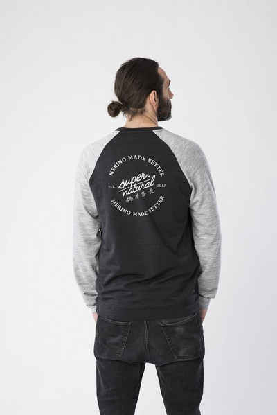 SUPER.NATURAL Sweatshirt Merino Sweatshirt M SIGNATURE CONTRAST CREW bequemer Merino-Materialmix