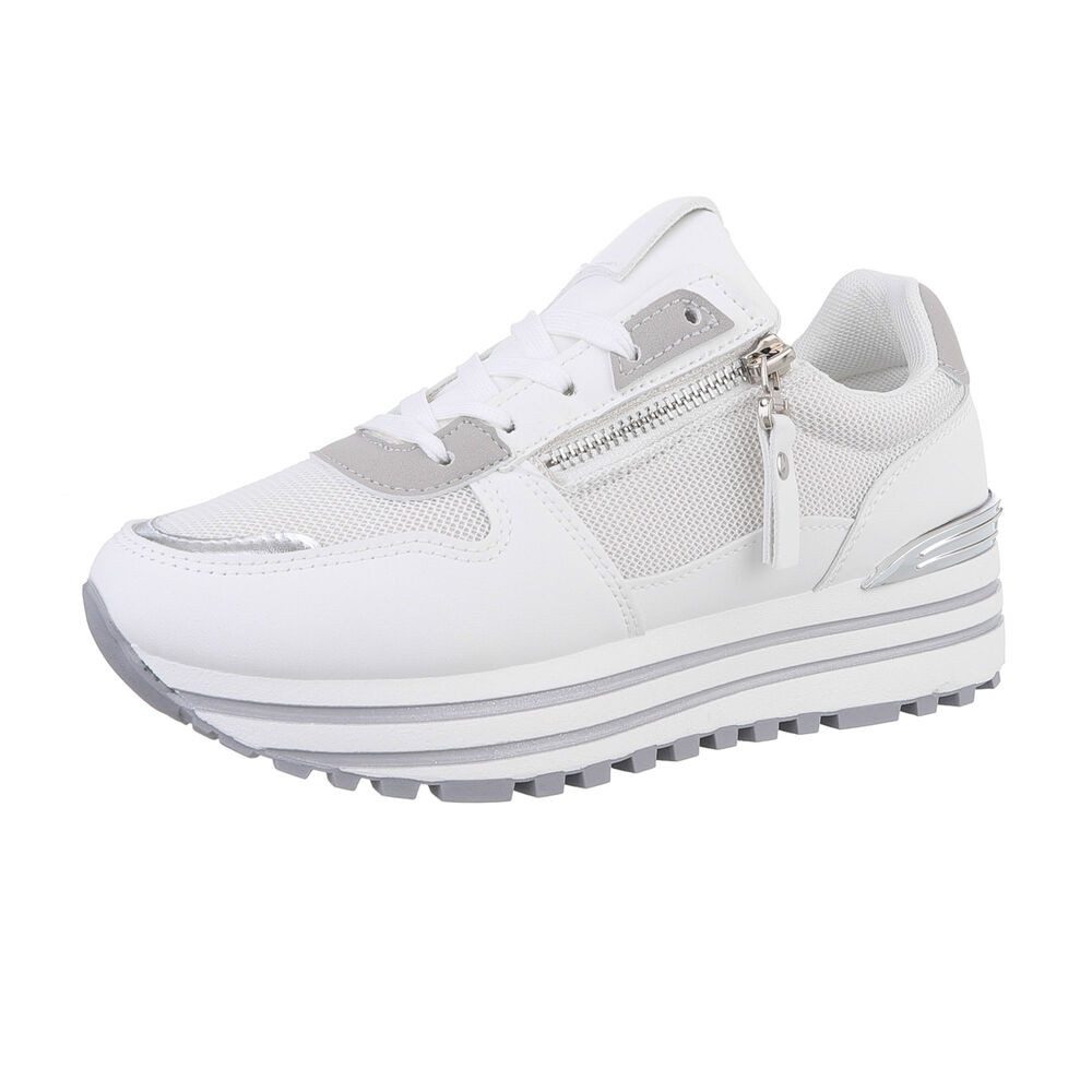 Ital-Design Damen Freizeit Sneaker (86344901) Keilabsatz/Wedge Sneakers Low in Weiß