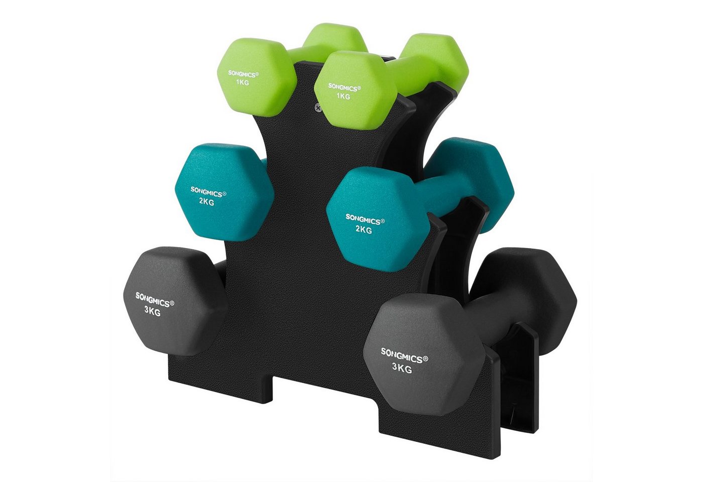 SONGMICS Hantel-Set Kurzhanteln, Hantel Set 12kg, Hexagon, Neopren Hanteln