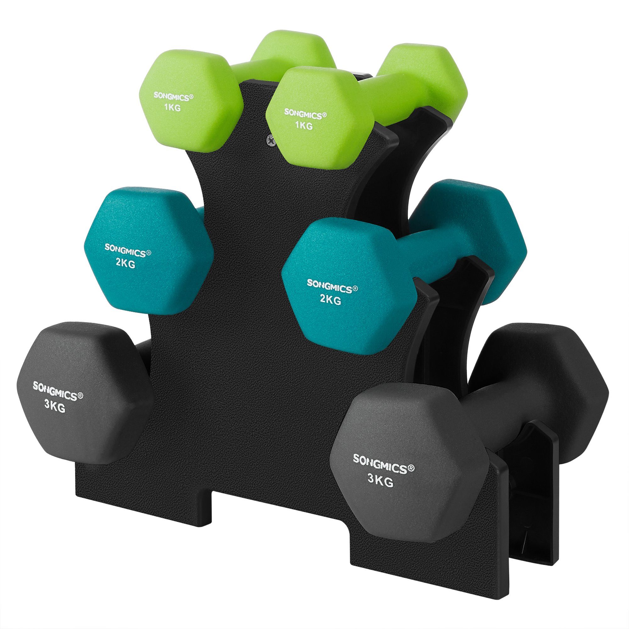 SONGMICS Hantel-Set Kurzhanteln, Hantel Set 12kg, Hexagon, Neopren Hanteln