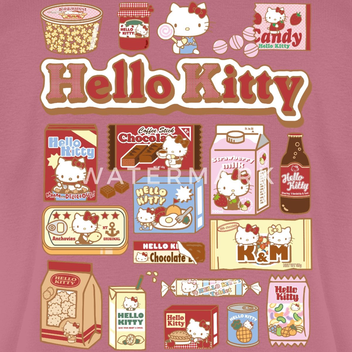 Spreadshirt T-Shirt Hello Kitty Snack Collage Frauen Premium T-Shirt (1-tlg)