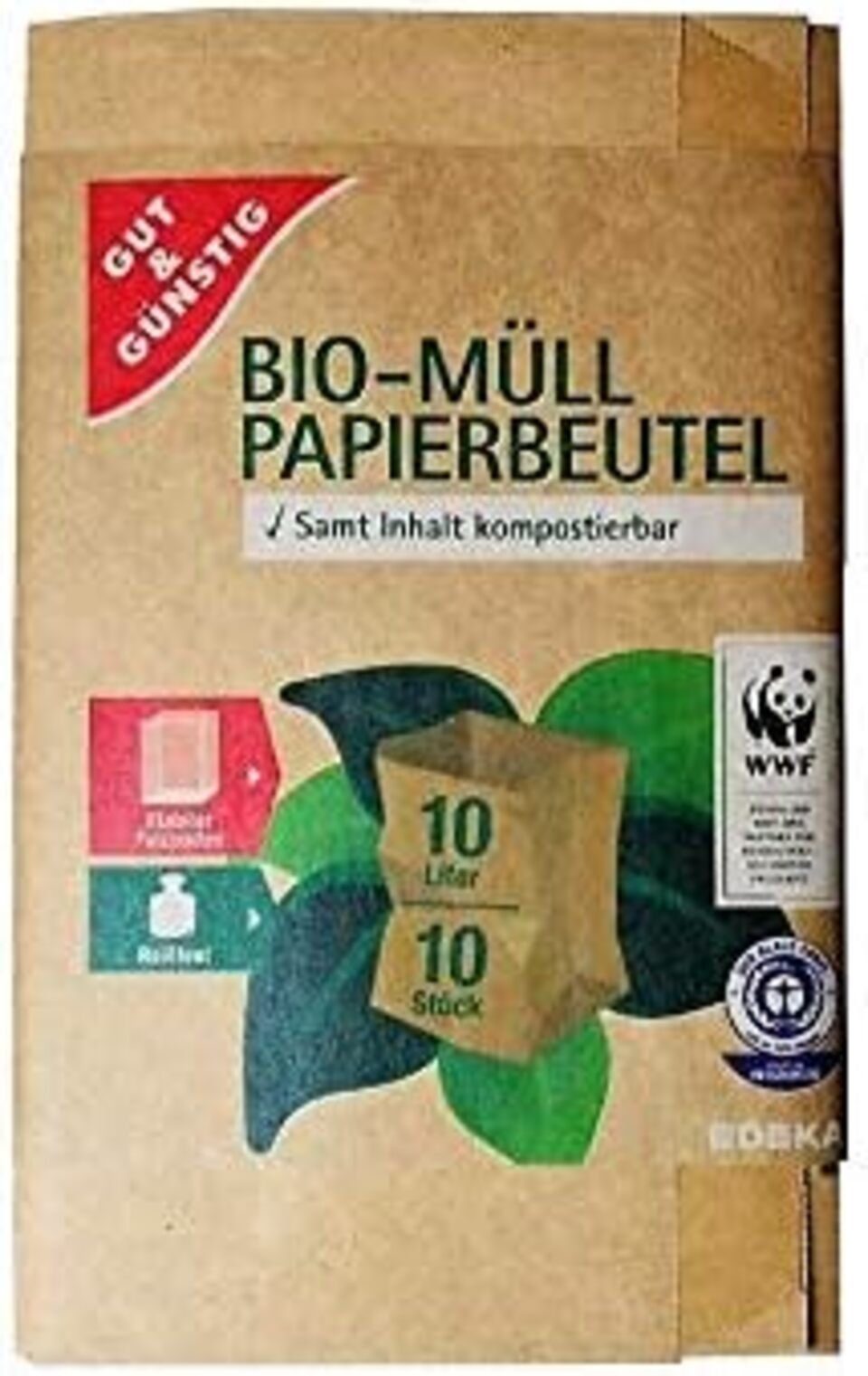 Gut & Günstig Müllbeutel Bio-Papier Müllbeutel 10 Beutel/ 10l 00419321