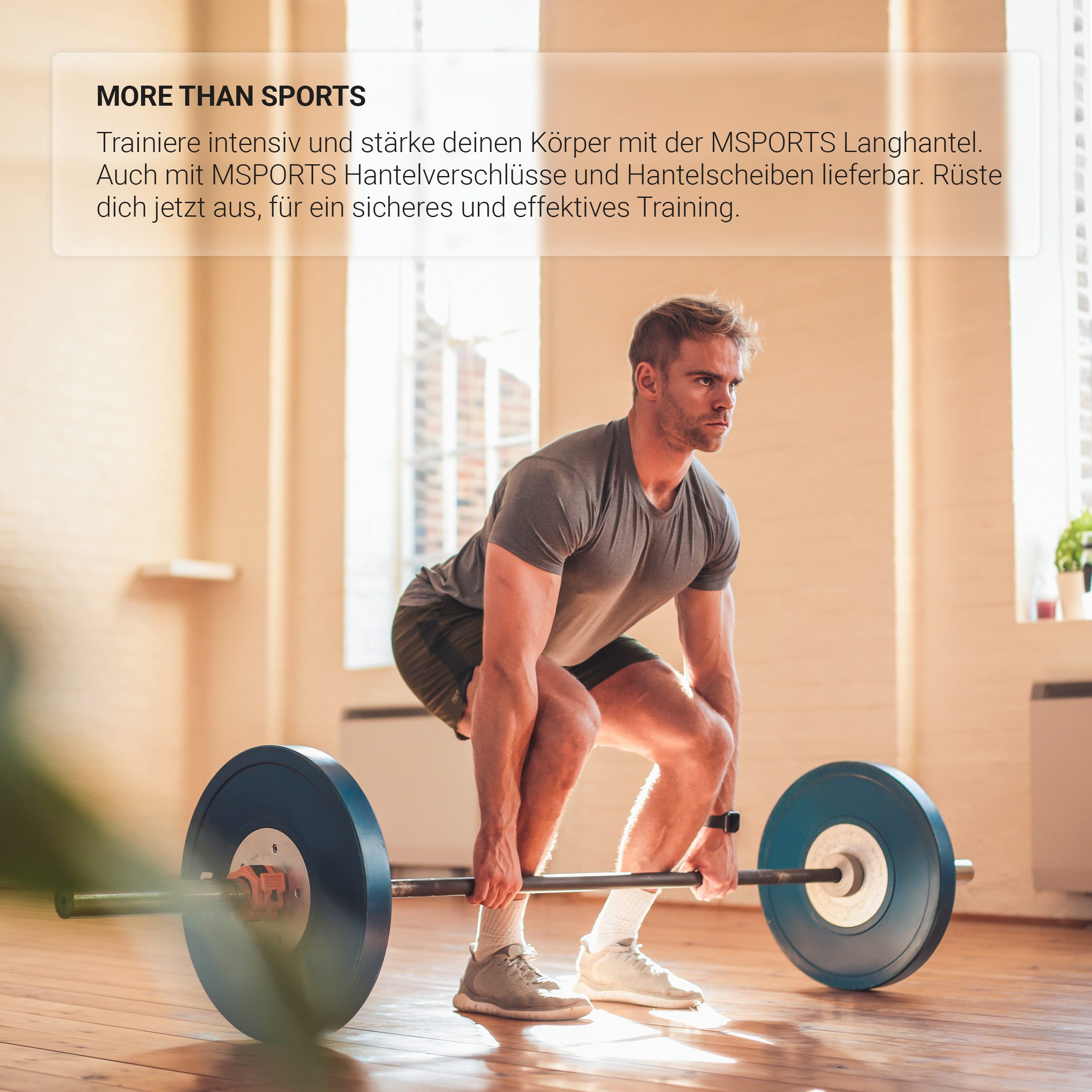 MSports® Olympiastange Langhantelstange Olympia 50 mm - Kugelgelagert