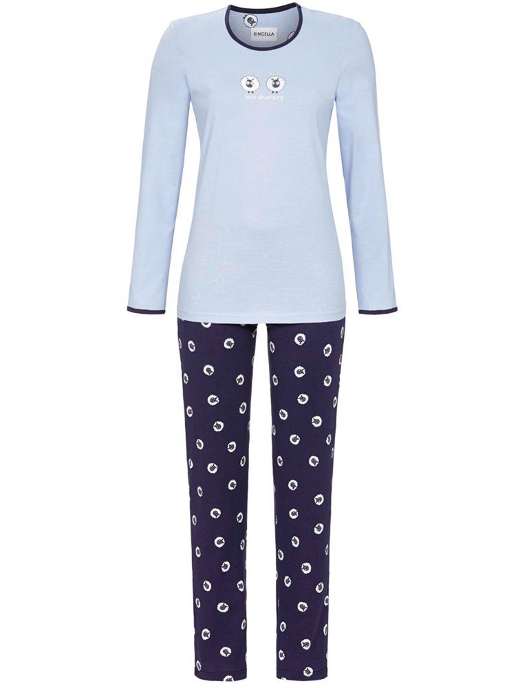Ringella Pyjama »Damen Langarm Schlafanzug Schäfchen Motiv, 1511220 -  Hellblau / Dunkelblau« online kaufen | OTTO