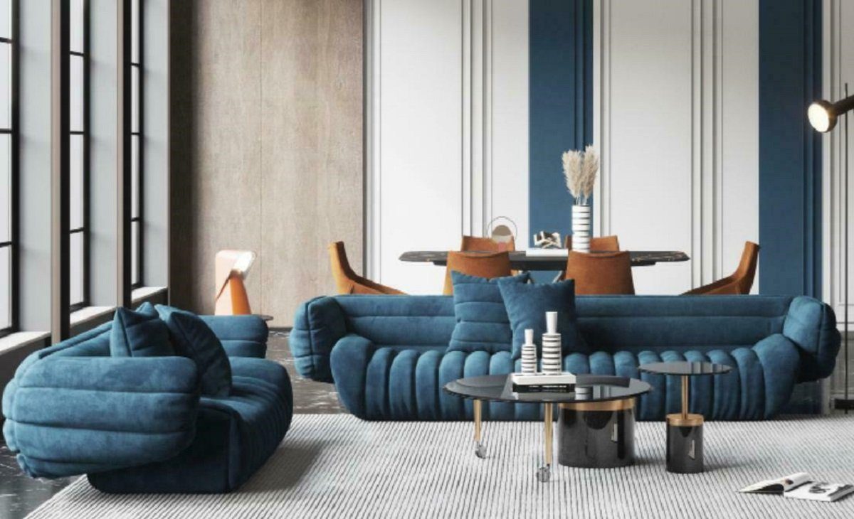 JVmoebel Sofa Blaue Sofagarnitur 3+2 Große Wohnlandschaft Set Neu, Made in Europe