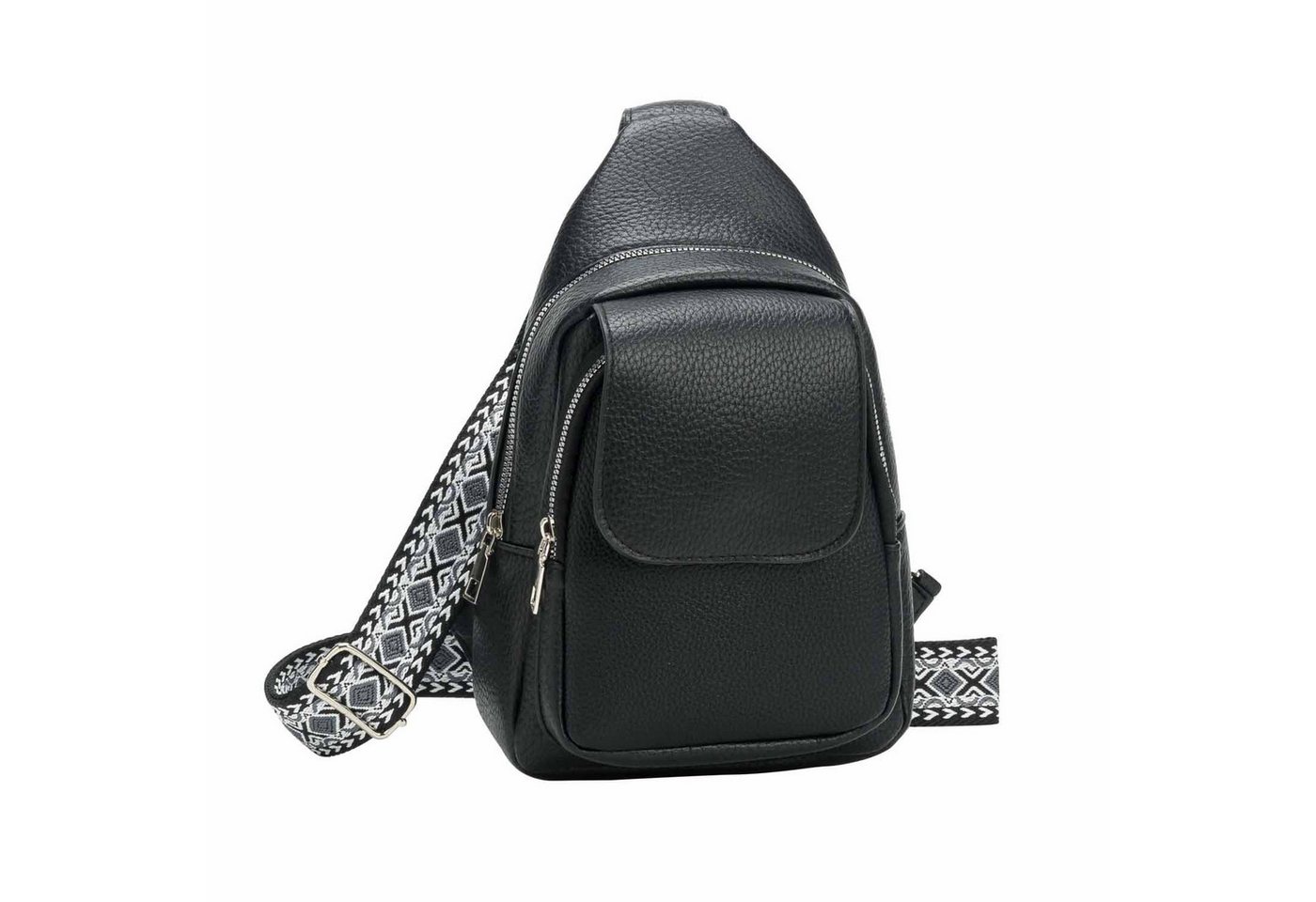 ITALYSHOP24 Schultertasche Damen CrossOver Body bag Sling Brusttasche Umhängetasche Leder Optik (Spar-Set Crossover mit Brustgurt, Brustgurt Schultergurt mit verschiedenen Muster, austauschbar), Rucksack, langes Riemen, leicht, viele Fächer, RV-Fach Rücks