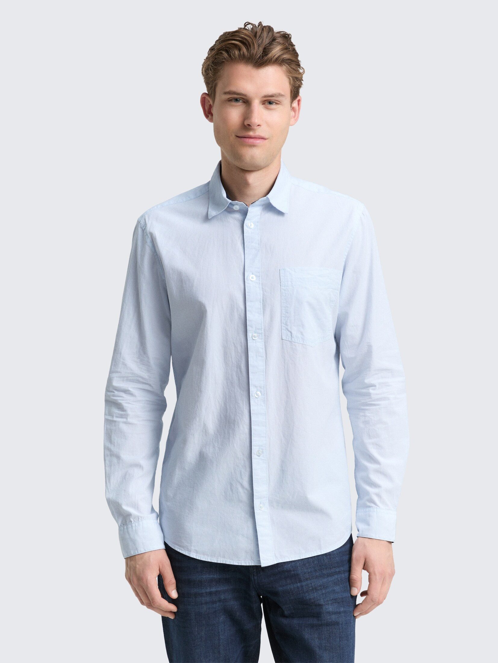 TOM TAILOR Langarmhemd Blusen & Shirts Fitted Hemd aus Baumwolle