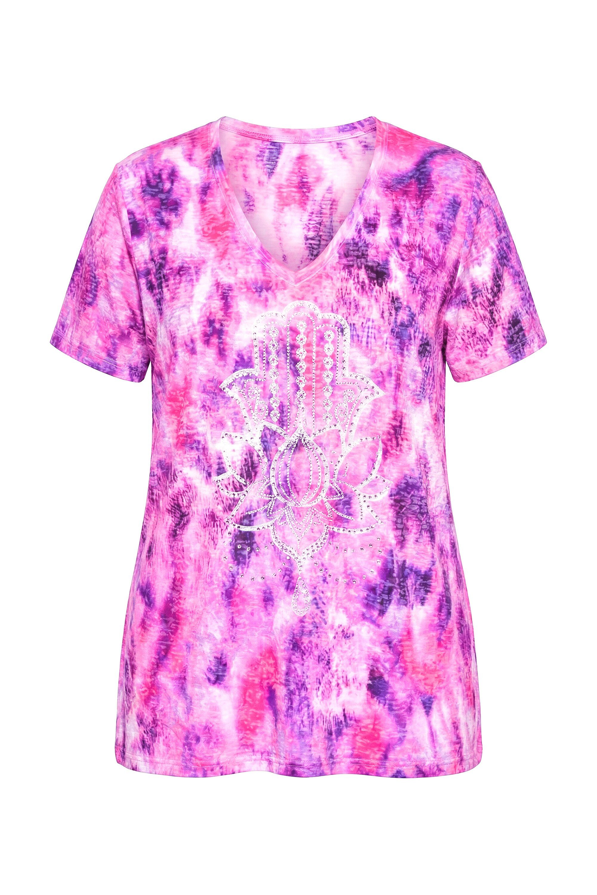 Angel of Style T-Shirt T-Shirt A-Linie Yoga-Motiv mit Glitzersteinchen günstig online kaufen