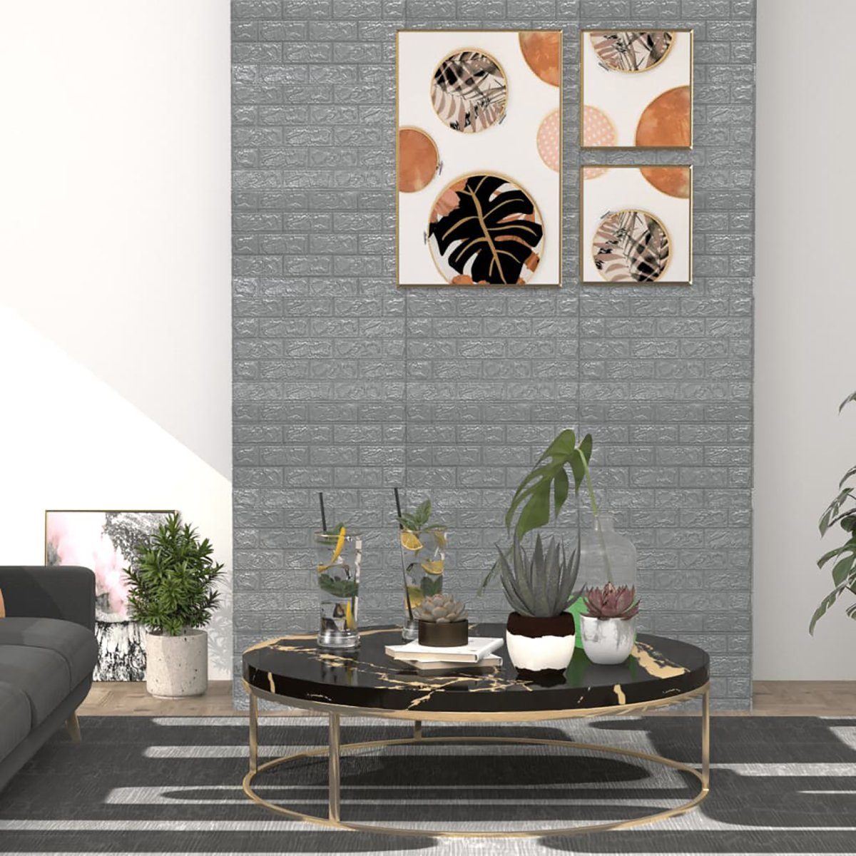 Bricks Fotohintergrund Selbstklebend vidaXL Anthrazit Tapete St 3D 10