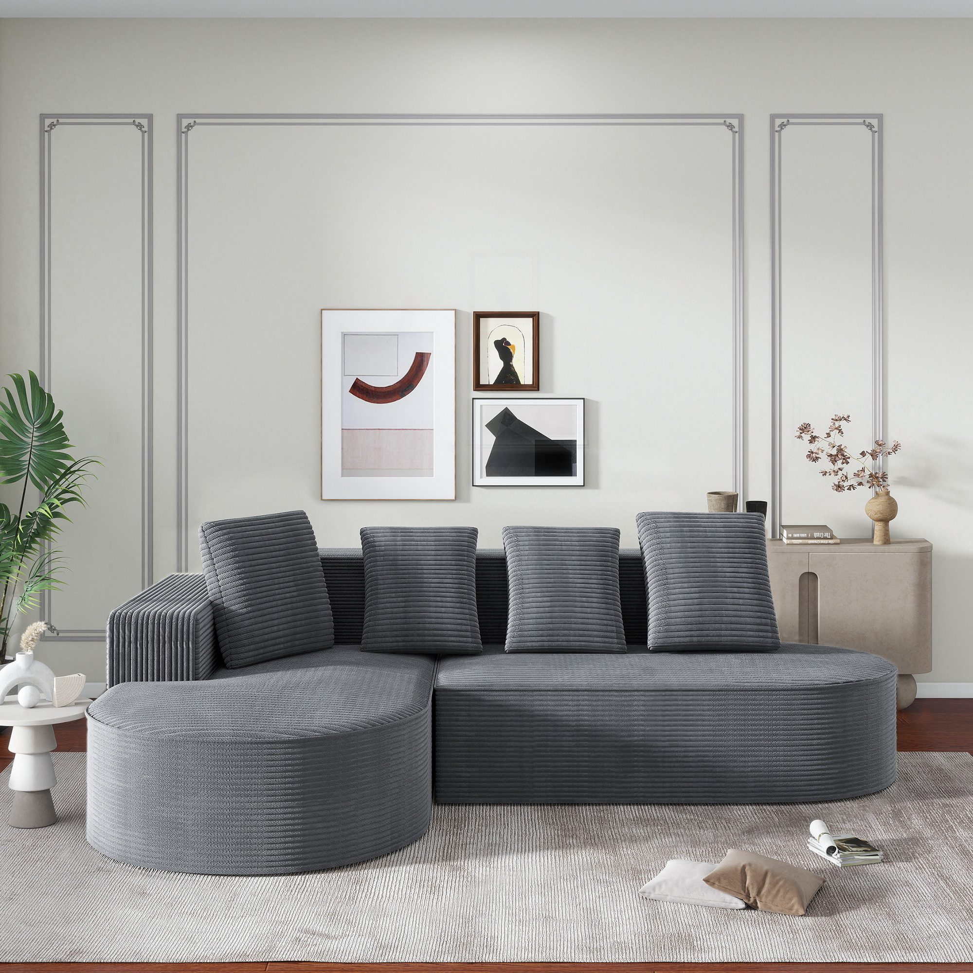 STILVORA Sofa mit Kissen,Kreisförmigen Sofa Polstermöbel aus Cord,knochenlos, Modulares Cloud-Kombinationssofa mit L-Liegestühlen – Keine Montage erforderlich, Hochelastische Schaumstofffüllung, Weicher Velvet-Stoff., mit Relaxfunktion