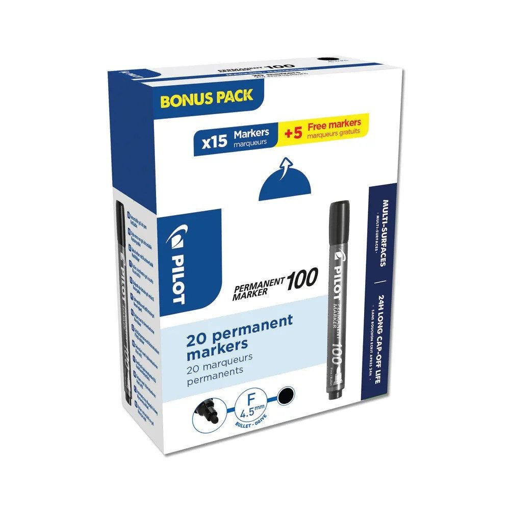 PILOT Marker PILOT 100 Permanentmarker schwarz 1,0 mm