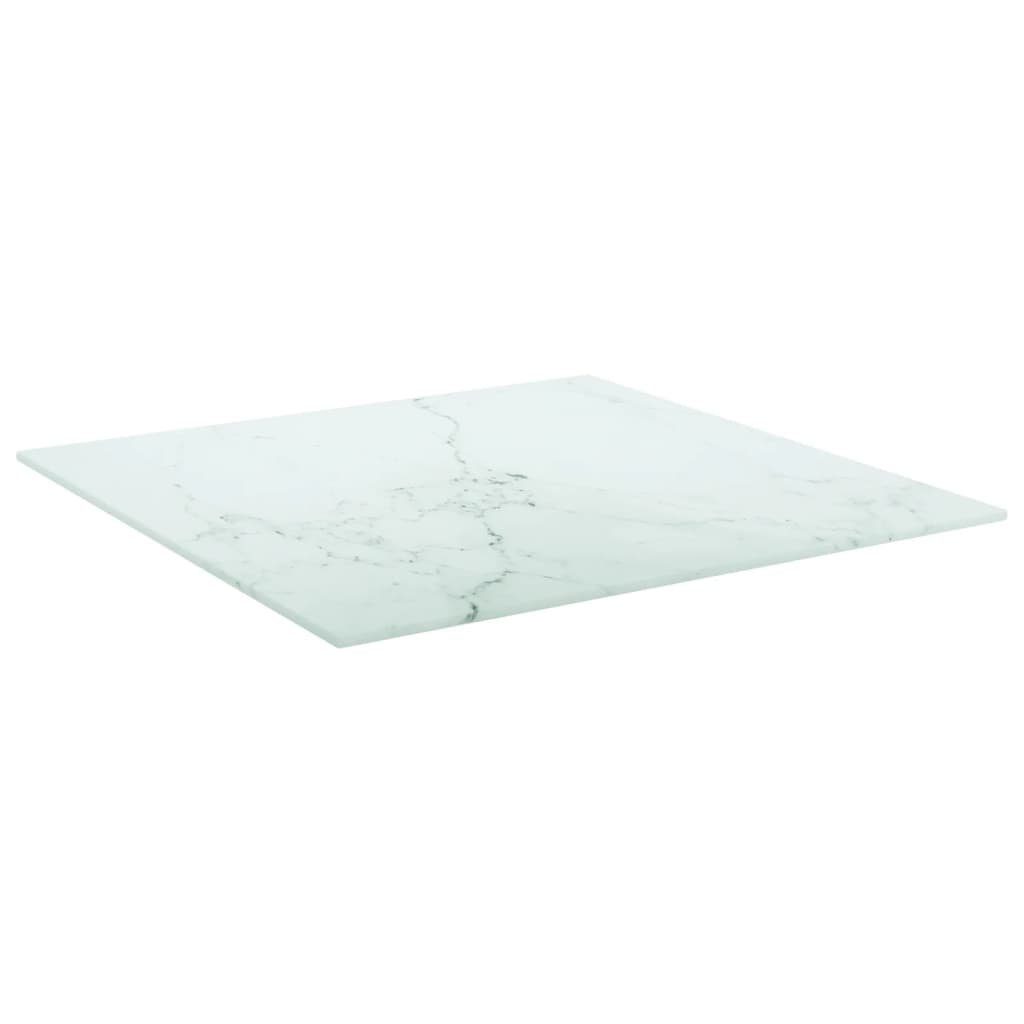 furnicato 50x50 6 in Marmoroptik St) Weiß cm Hartglas Tischplatte (1 mm