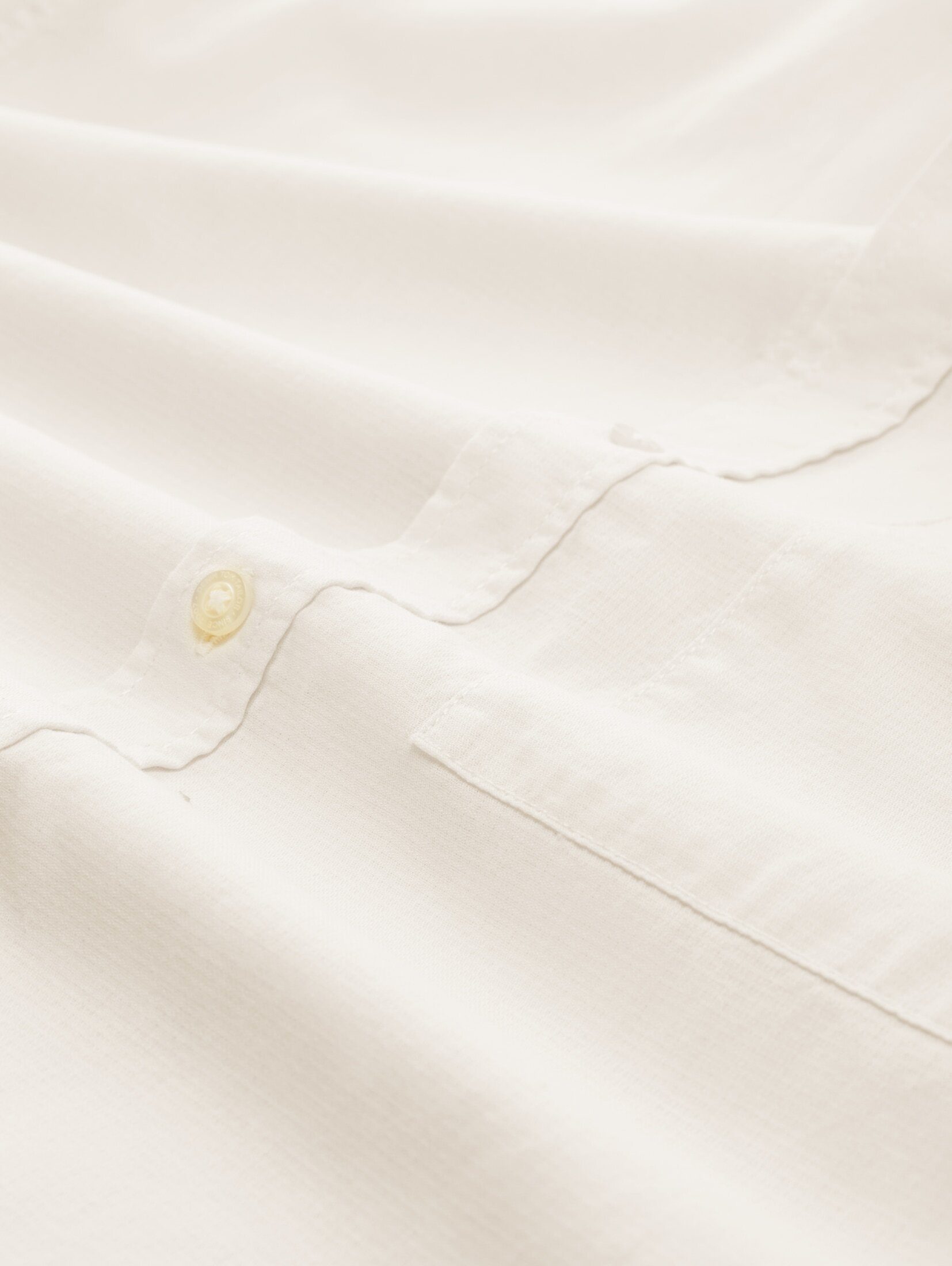 Langarmhemd TOM White Denim mit Wool Hemd Stehkragen TAILOR