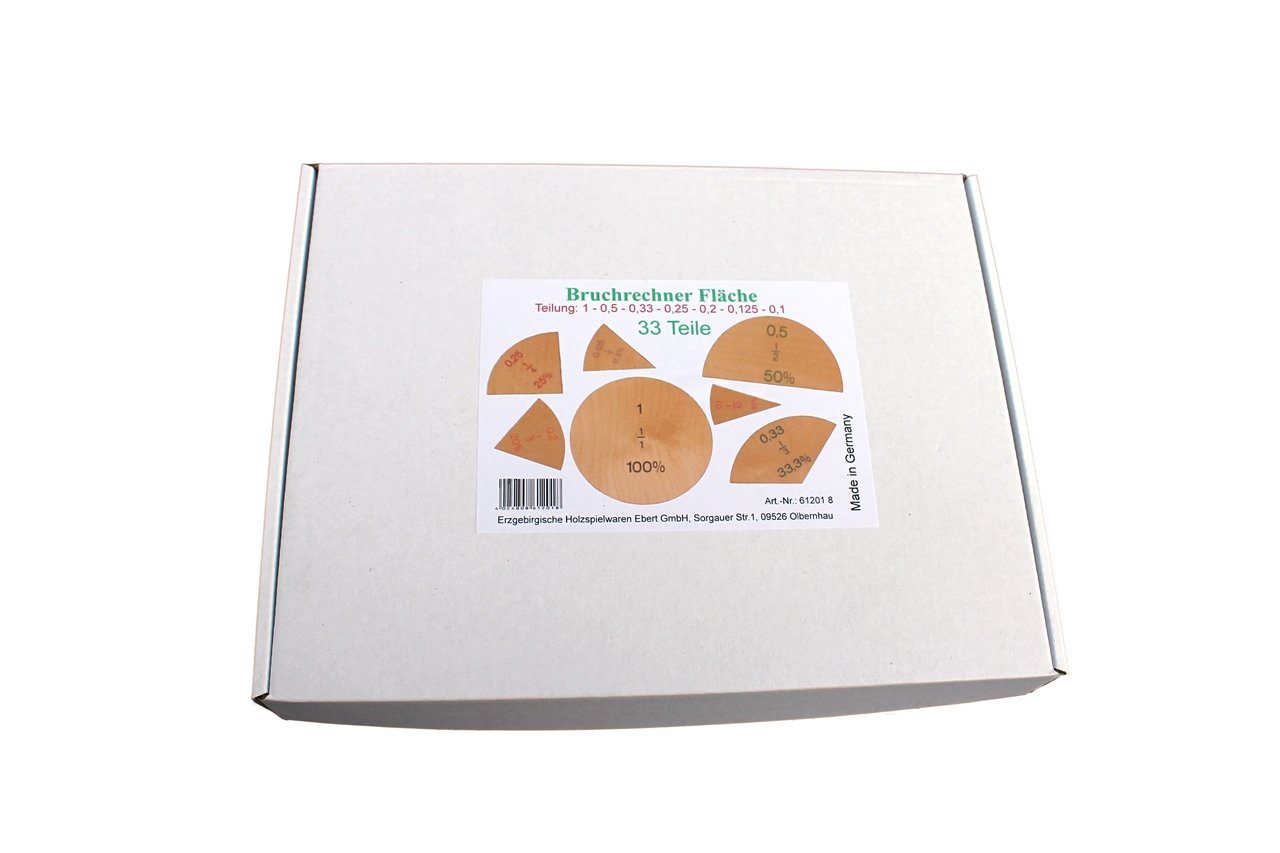 Erzgebirgische Holzspielwaren Ebert GmbH Lernspielzeug Lernspielzeug Bruch -und Prozentrechner aus Holz BxHxT 29,5x21,5x4cm N, Übungen für Rechnen in der Mathematik, mit Holzkasten