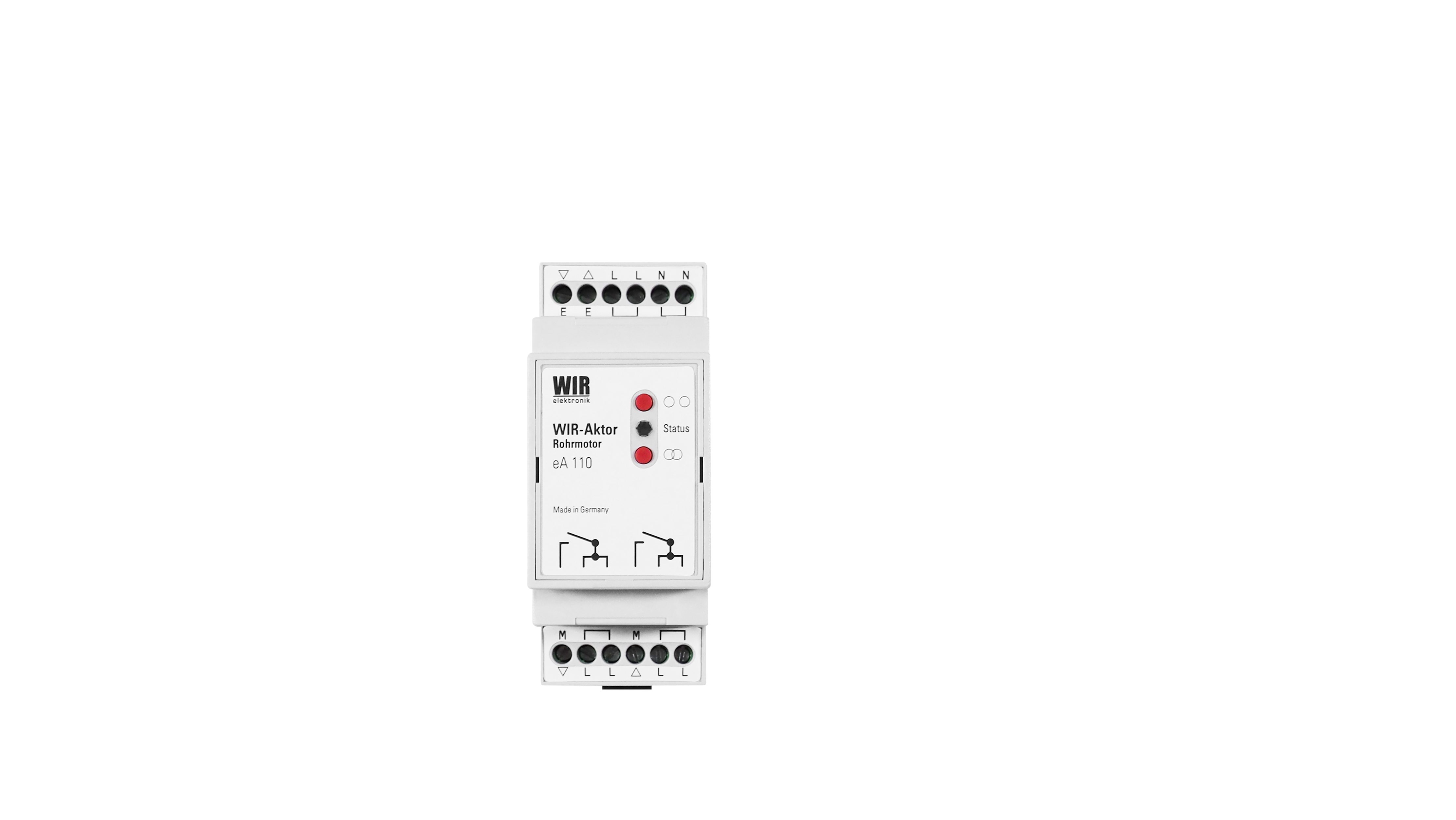 WIR elektronik Rollladen-Funksteuerung eA110 - Rohrmotor-Aktor zur Hutschienenmontage im Schaltschrank, für Rollläden & Jalousien, Rohrmotoren, Rollladen-Steuerung über manuelle Schaltung, Fernbedienung, Smart Home