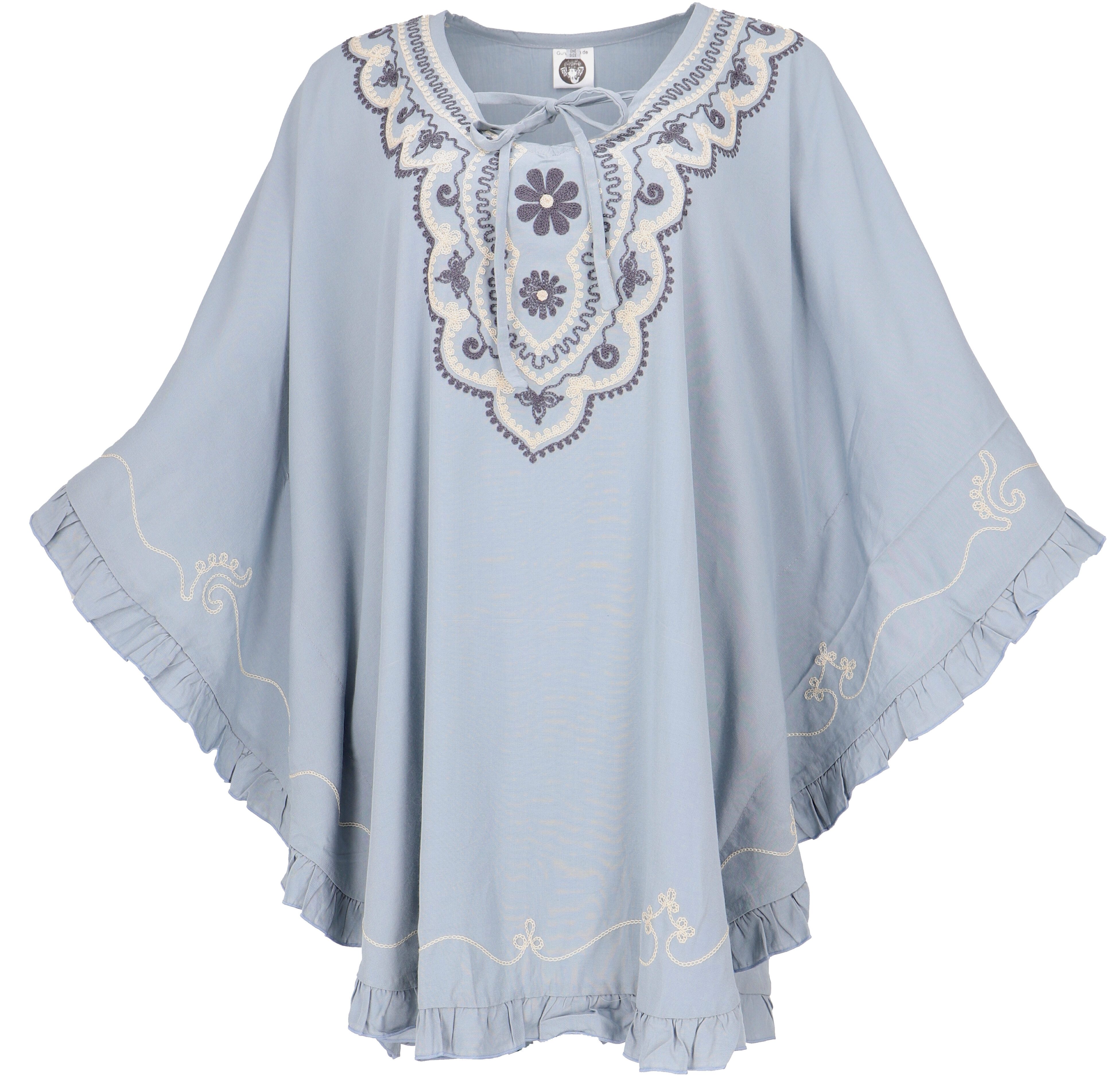 Guru-Shop Longbluse Bestickter Hippie Poncho, Tunika, Kaftan,.. alternative Bekleidung