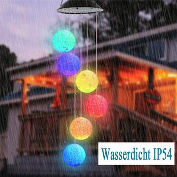 LETGOSPT LED Solarleuchte Solar Windspiel Außen, bunt,Wind Chime Light