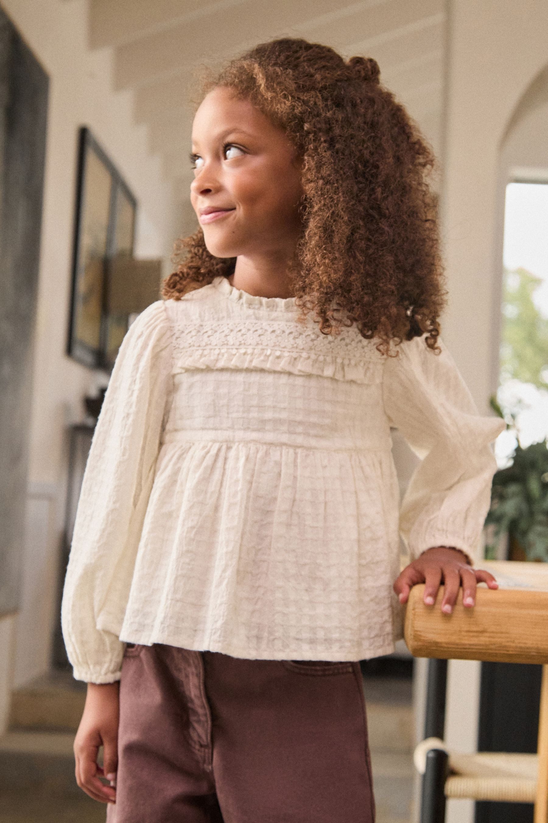 Next Langarmbluse Langarm-Bluse mit Rüschen (1-tlg)