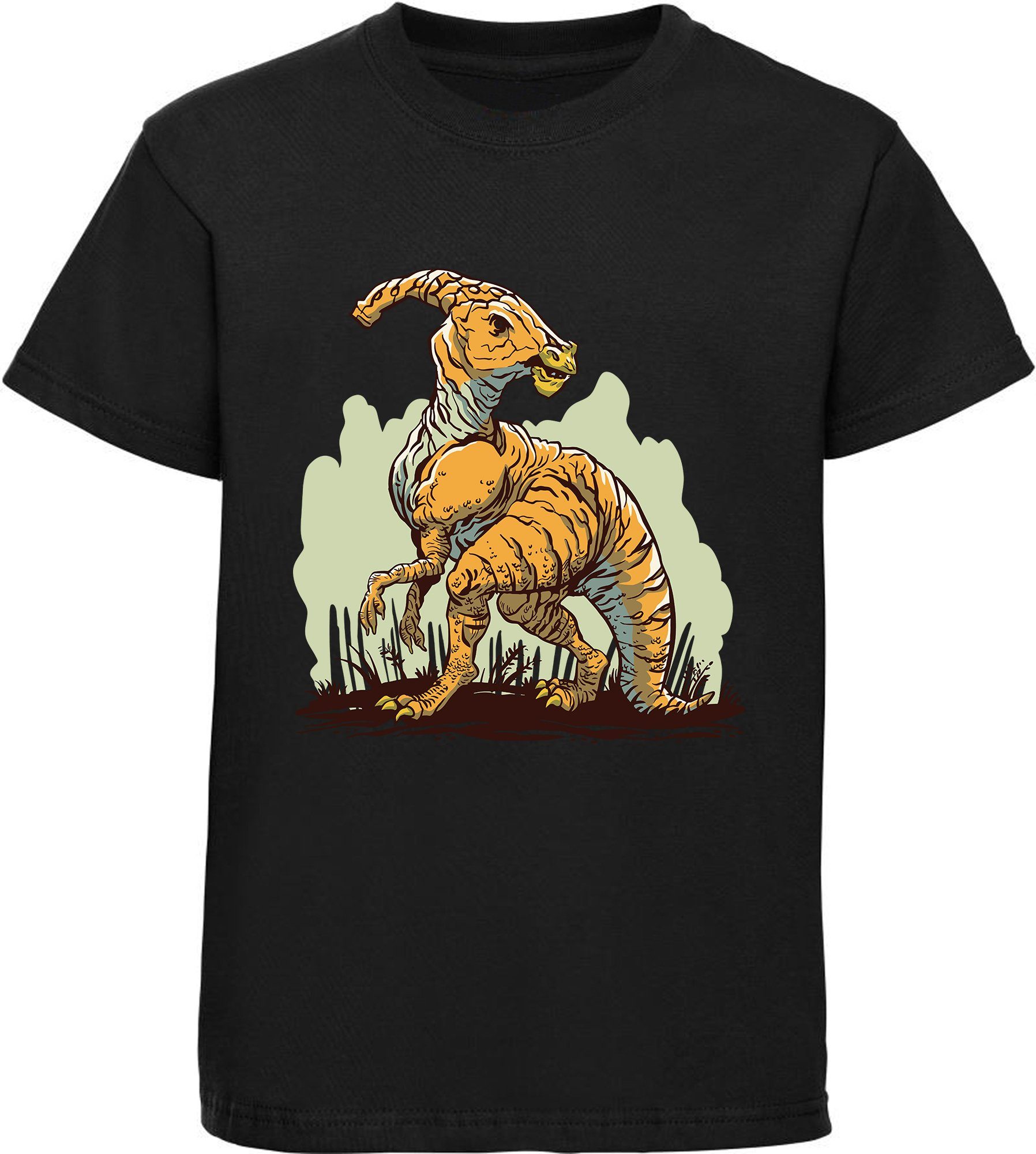weiß, Kinder Baumwollshirt rot, Print-Shirt i99 bedrucktes Dino, Parasaurolophus schwarz, MyDesign24 T-Shirt mit blau,