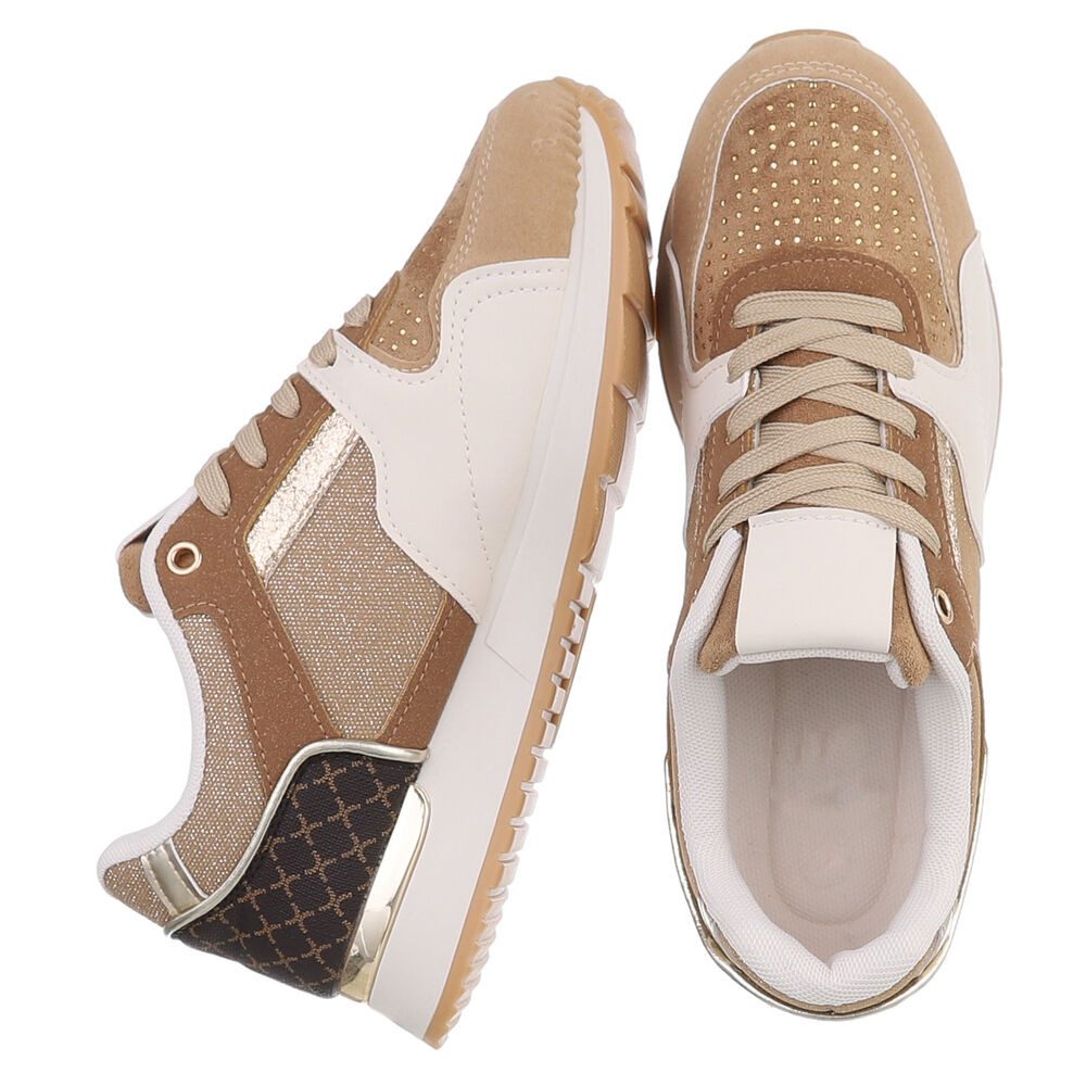 Ital-Design Modischer Sneaker für Damen – Bequem und stylish im Alltag Sneaker (90169687) Keilabsatz/Wedge Sneakers Low in Hellbraun