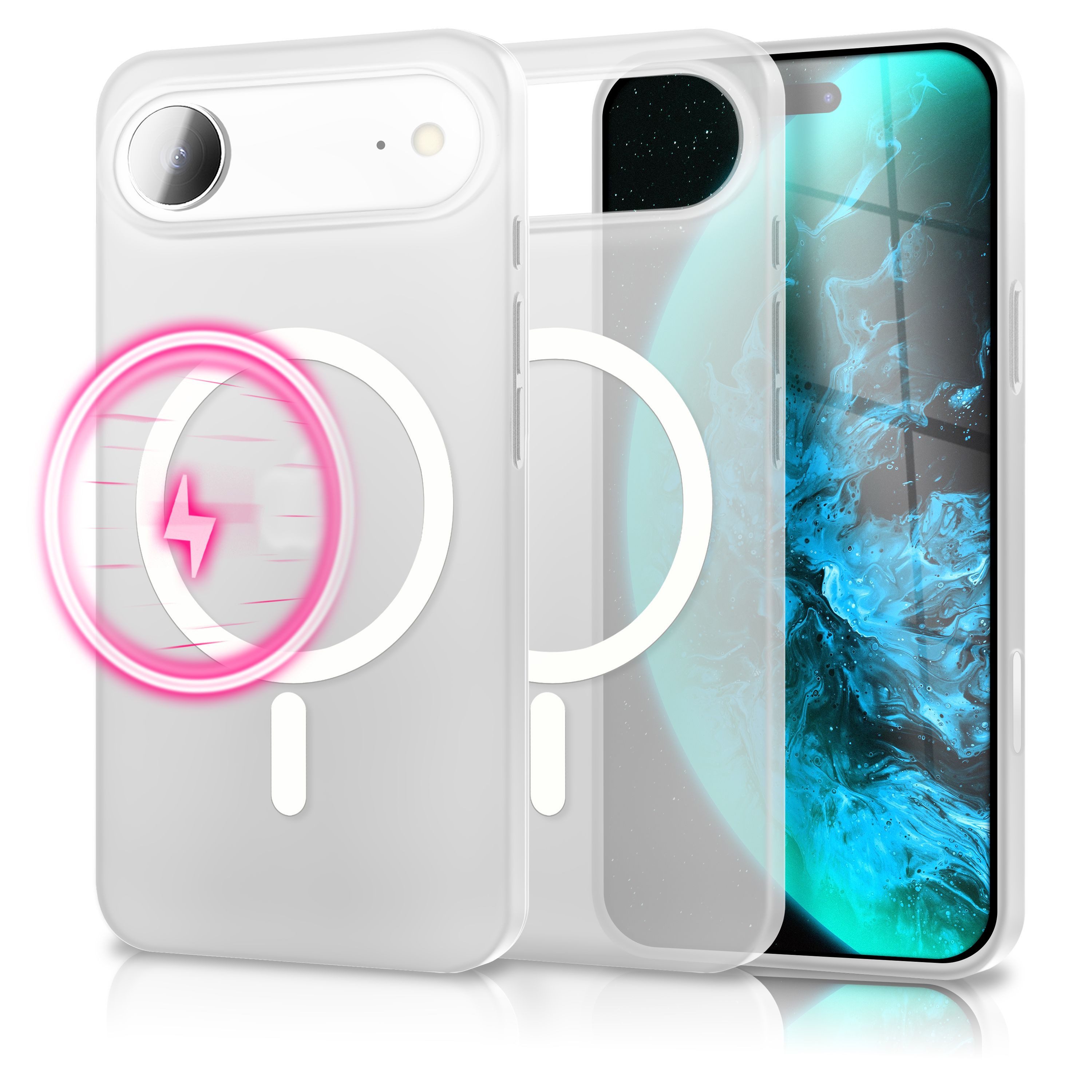 Nalia Smartphone-Hülle Apple iPhone 17 Air 16,5 cm (6,5 Zoll), Glow MagSafe Hülle / Leuchtender Ring / Extrem Dünn 0,3mm / Frosted