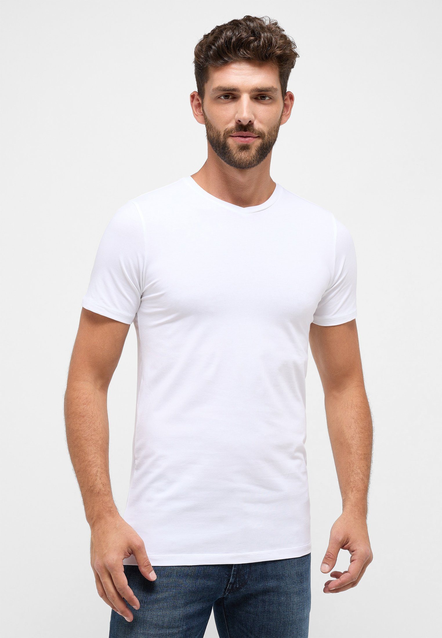 Eterna V-Shirt weiß