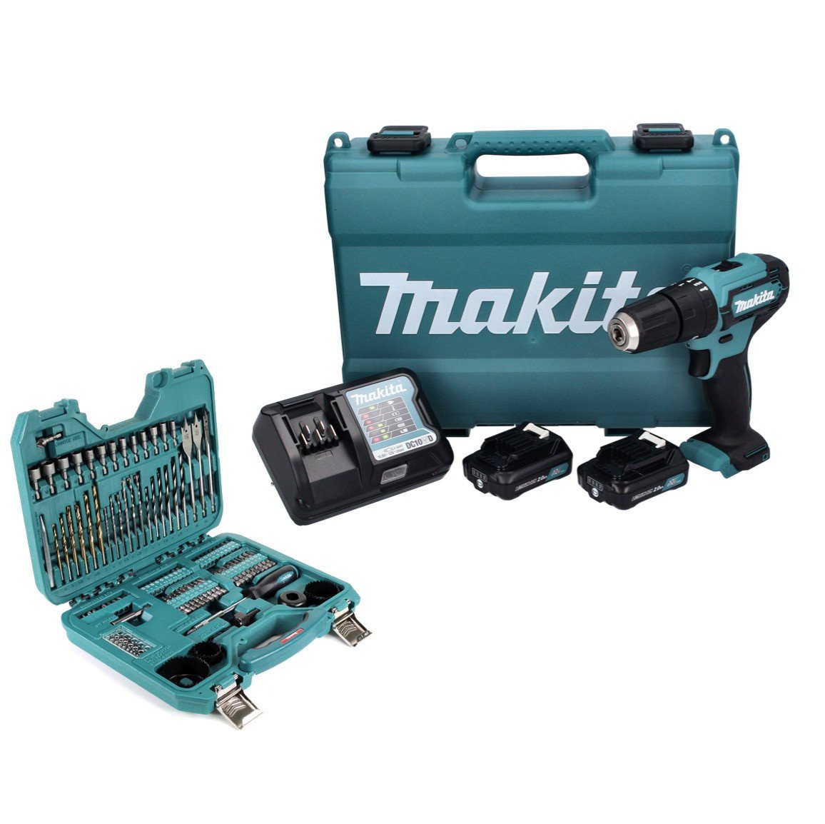 Thumbnail - Makita Schlagbohrmaschine HP 333 DWAE Akku Schlagbohrschrauber 12 V 30 Nm + 2x Akku 2,0 Ah + La