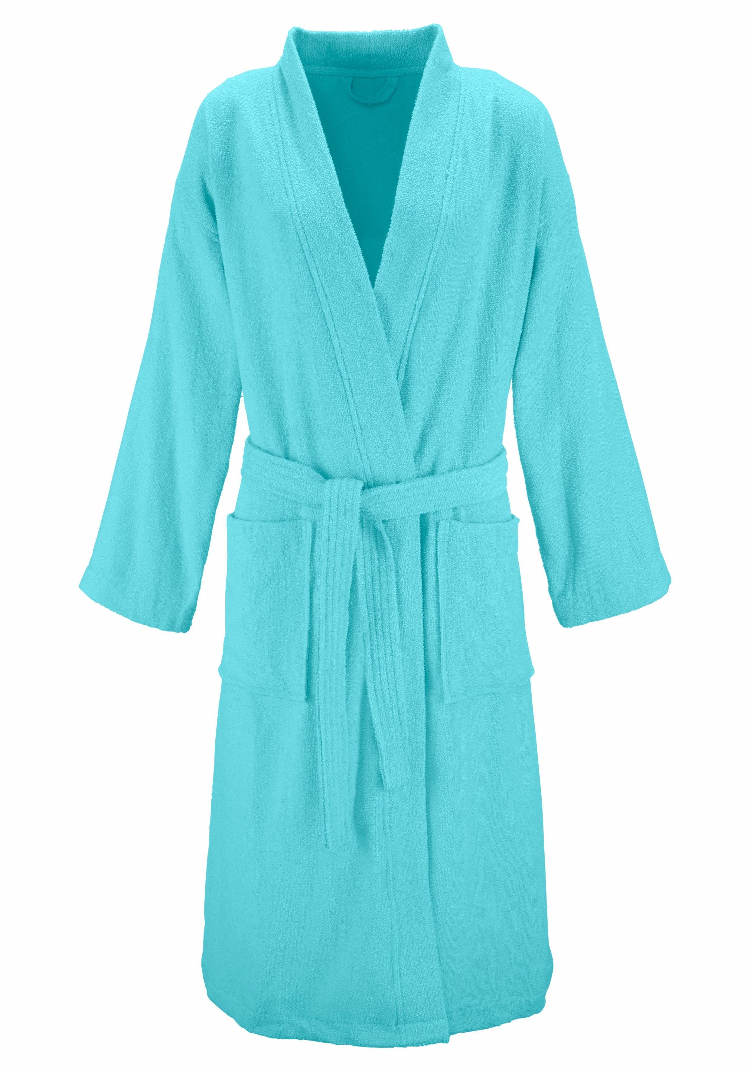 OTTO home Unisex-Bademantel Travel, ideal für Sauna & Spa, Hotelbademantel, Morgenmantel, Langform, Leichtfrottee, Kimono-Kragen, Gürtel, für Damen & Herren, le – Bild 2 von 5