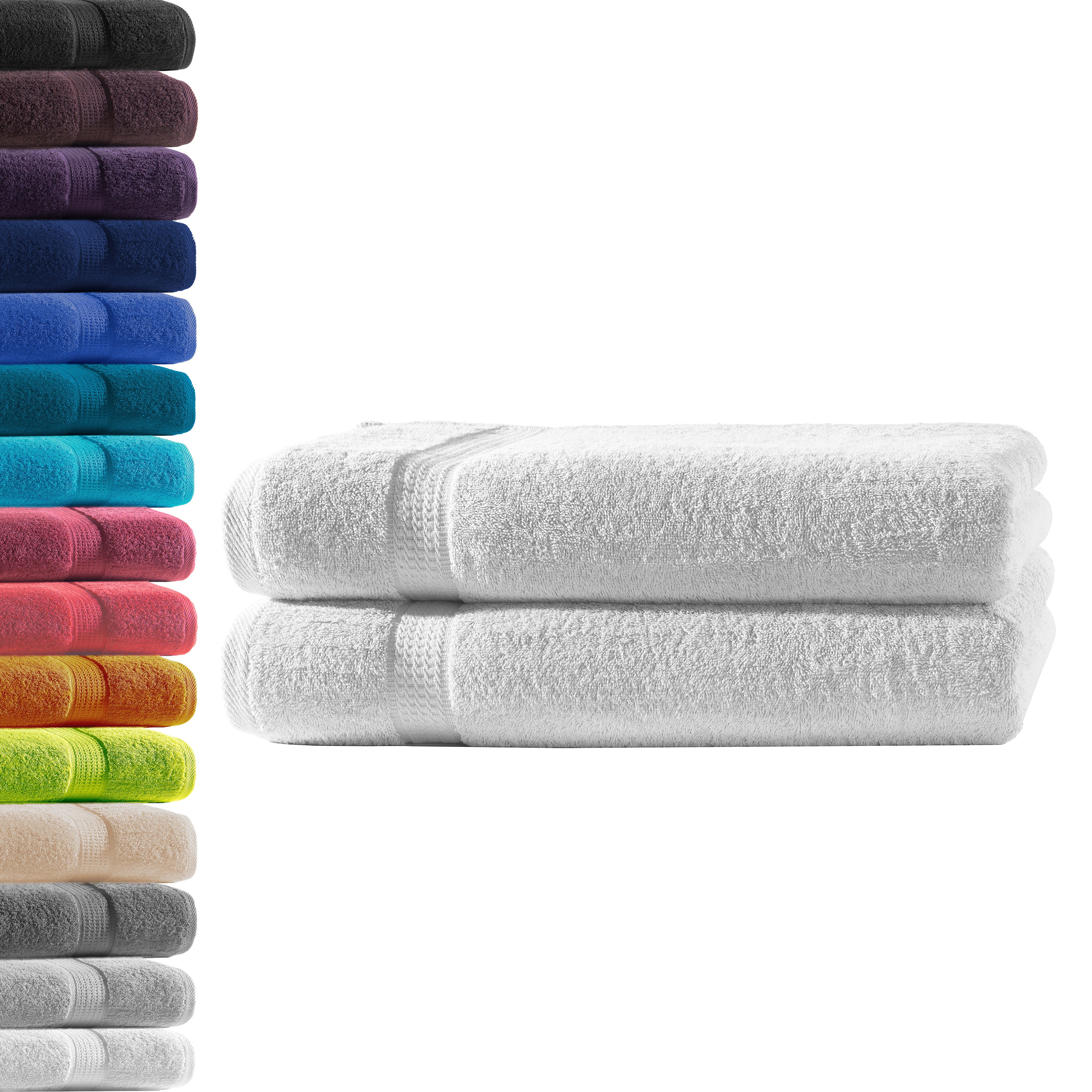 Hometex Premium Textiles Handtuch in Premium Qualität 500 g/m², Feinster Frottier-Stoff 100% Baumwolle, 2x Duschtuch, weich, saugfähig, extra schwer & flauschig