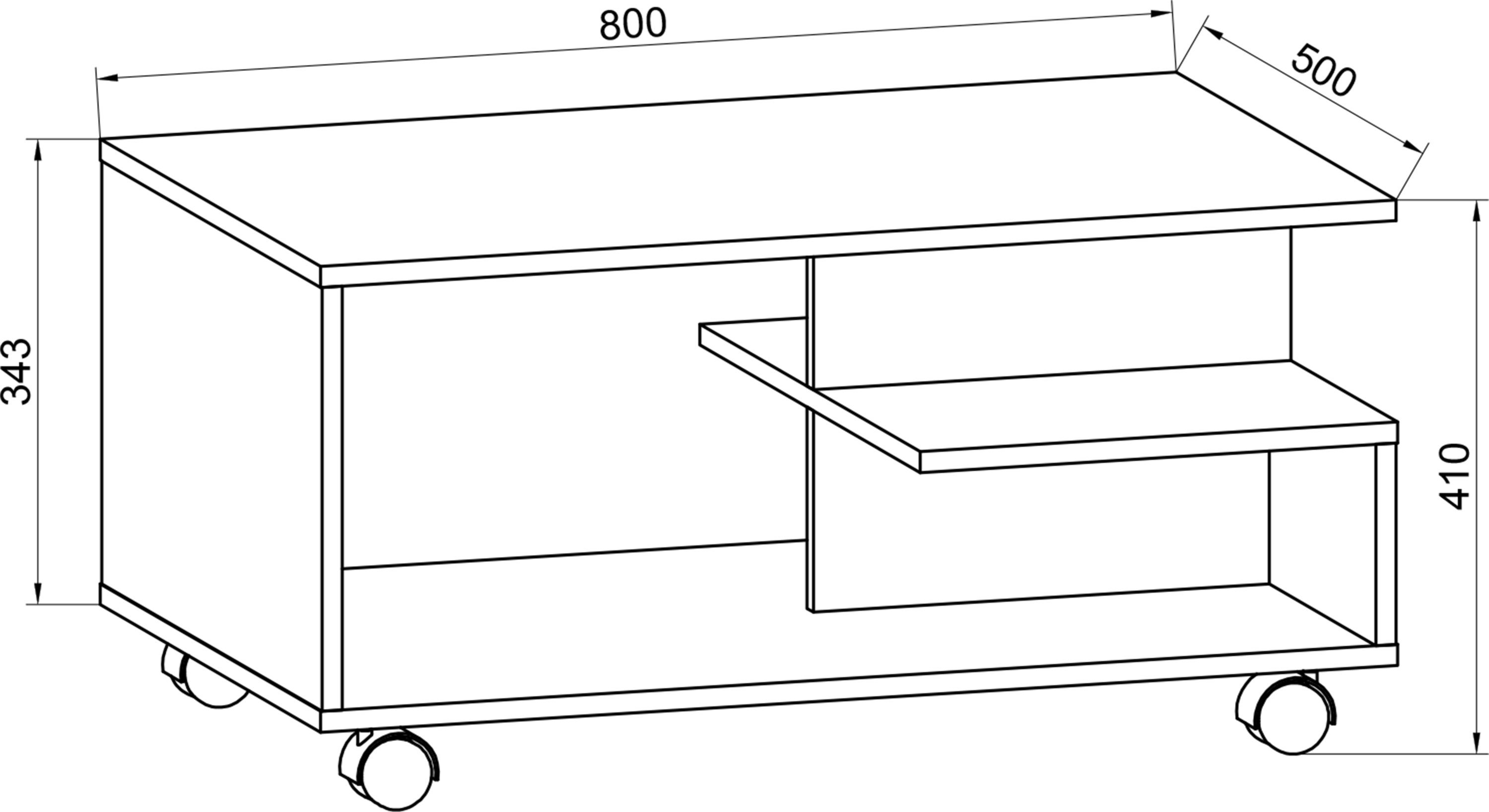VCM Couchtisch Stango L B. 80 x T. 50 x H. 41 cm, 5 Fächer, stabiler Wohnzimmertisch, mit Rollen – Bild 5 von 5