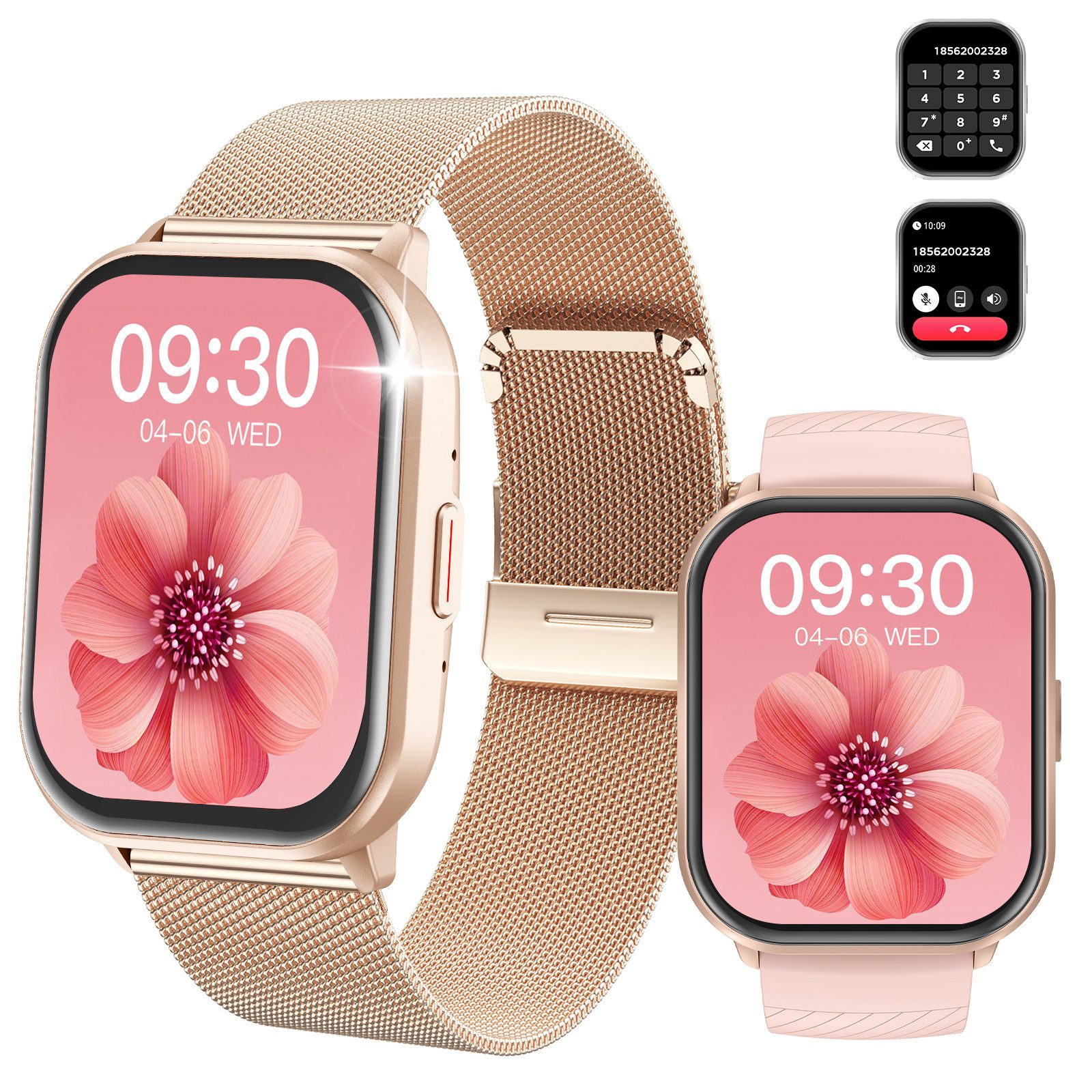 Yuede Smartwatch Damen Herren, Neueste Fitness Uhr mit Anruffunktion Smartwatch, Fitness Tracker Armbanduhr mit Schrittzähler, Blutsauerstoff, Blutdruckmessung, Schlafüberwachung, AI Voice und SNS-Benachrichtigung etc., Bluetooth 5.3 Sportuhr, IP68 wasserdicht, unterstützt 120+ Sportmodi, verfügbar für Android 5.0+ / iOS 9.0+