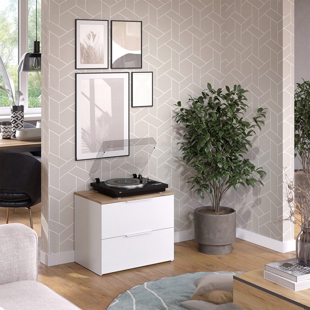 Vicco Kommode Wido, Weiß/Sonoma/Sonoma, 60 x 50 cm mit Tür (1 St)