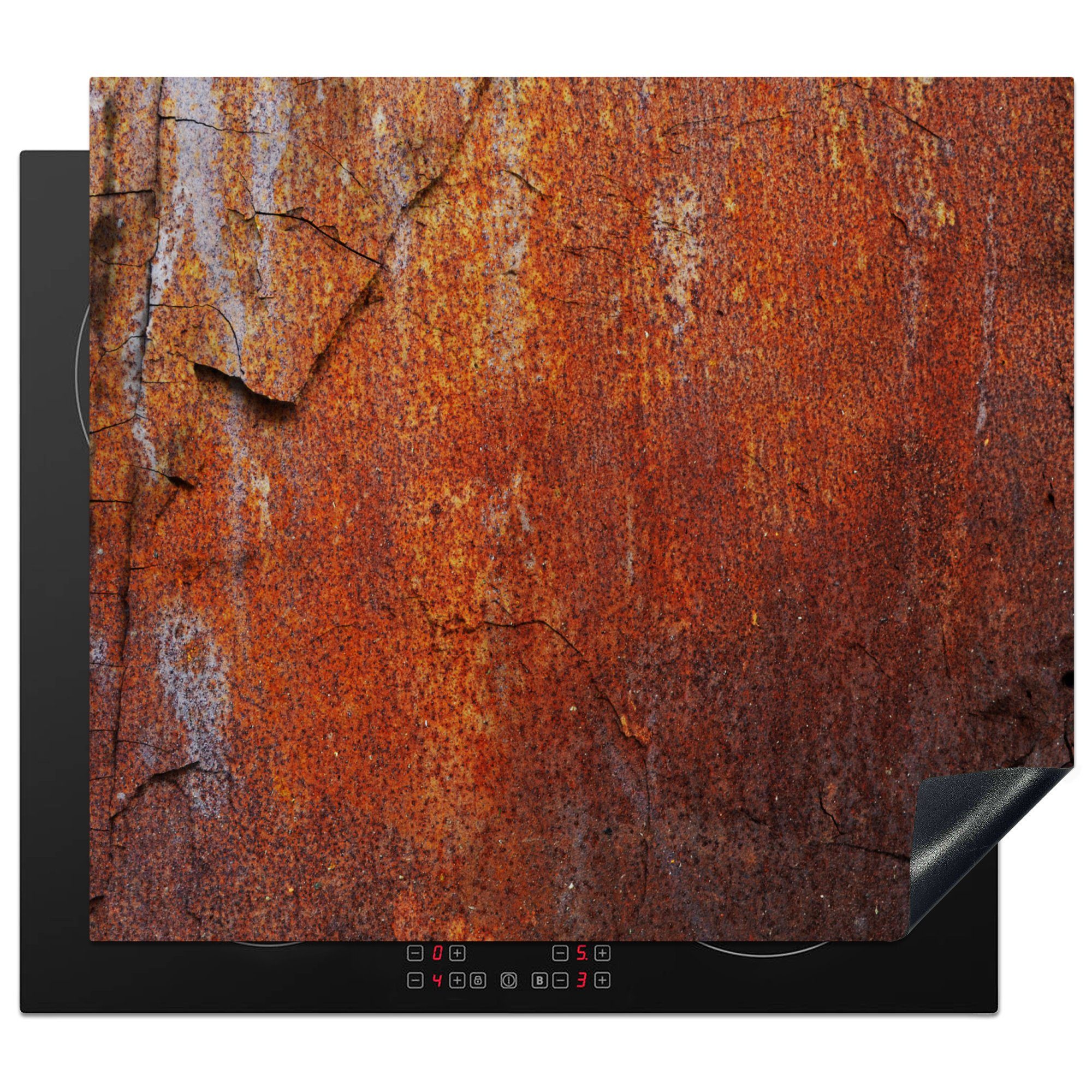 MuchoWow Herdblende-/Abdeckplatte Industriell - Stahl - Rost, Vinyl, (1 tlg), 59x51 cm, Induktionsschutz, Induktionskochfeld, Ceranfeldabdeckung