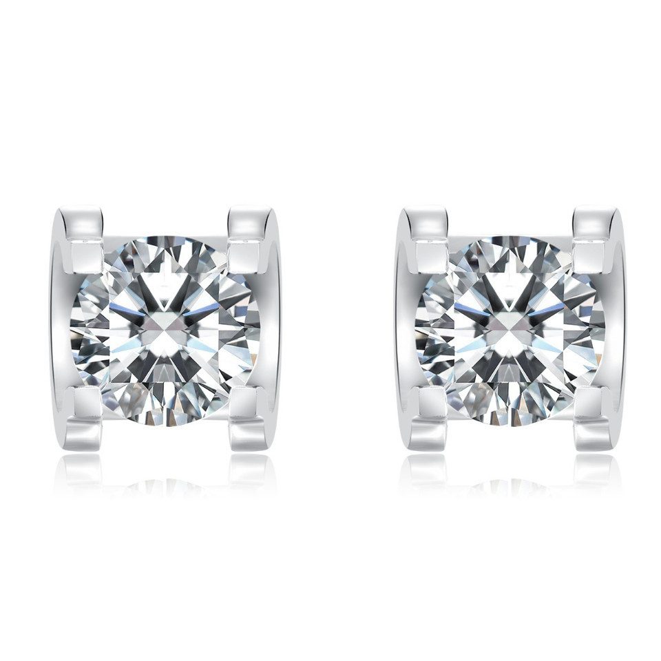 Sternvoll Paar Ohrstecker Moderne Ohrstecker mit 0,21 ct Diamanten 18K Gold, IGI, Solitär-Design, 18K Massivgold, Offene Fassung, Labor-Diamanten