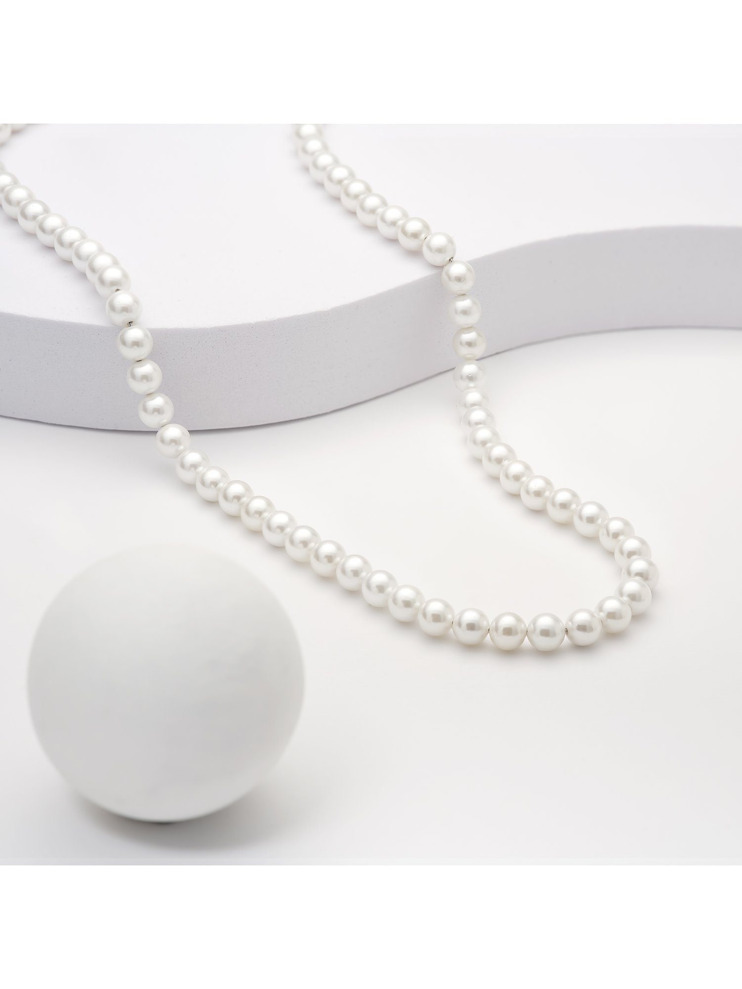 FAVS Collier FAVS Herren-Kette Edelstahl, Perle Muschelkern