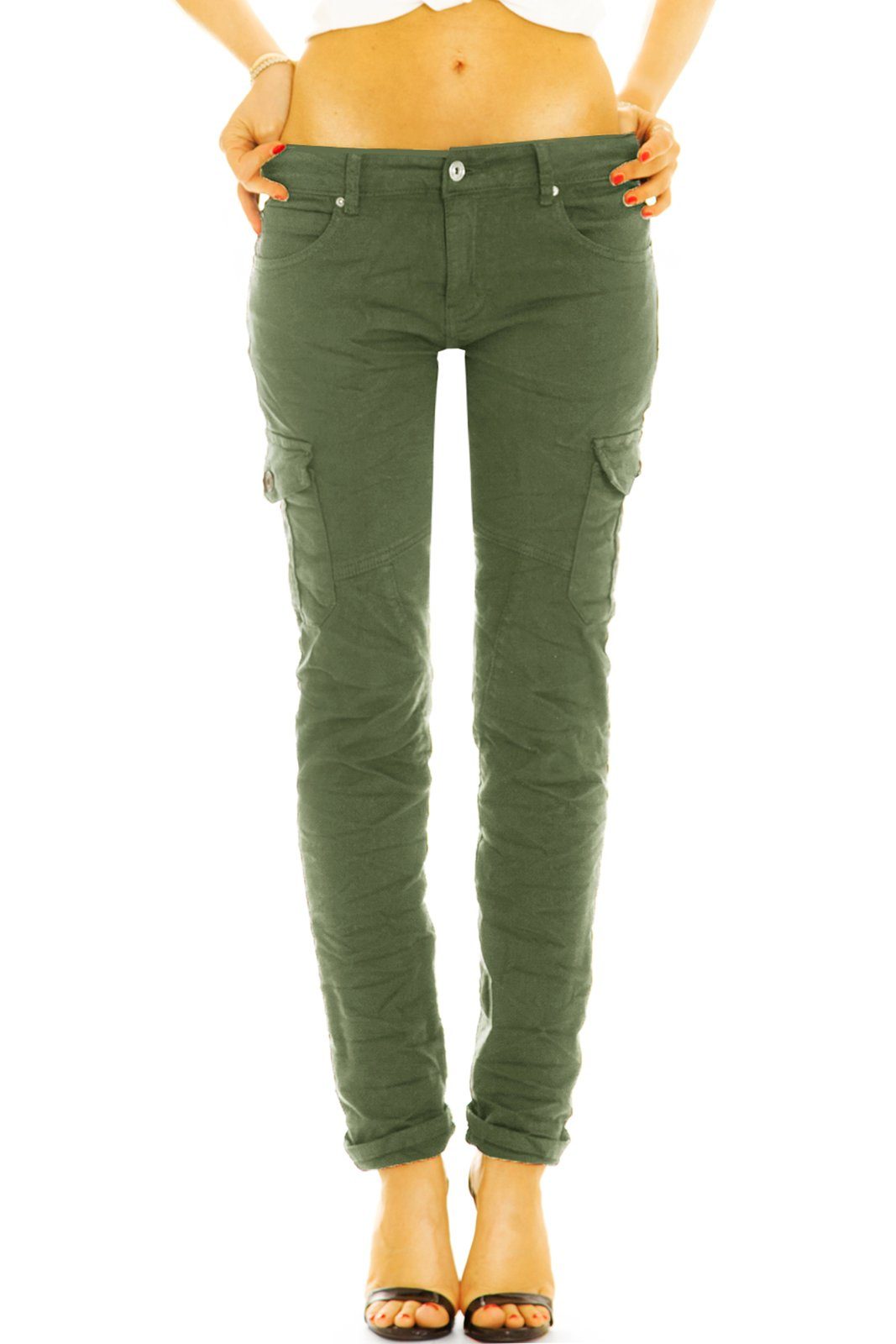 be styled Cargohose Low waist Cargohose Stoffhose bequeme Stretch Hose - Damen - j4f stretchig