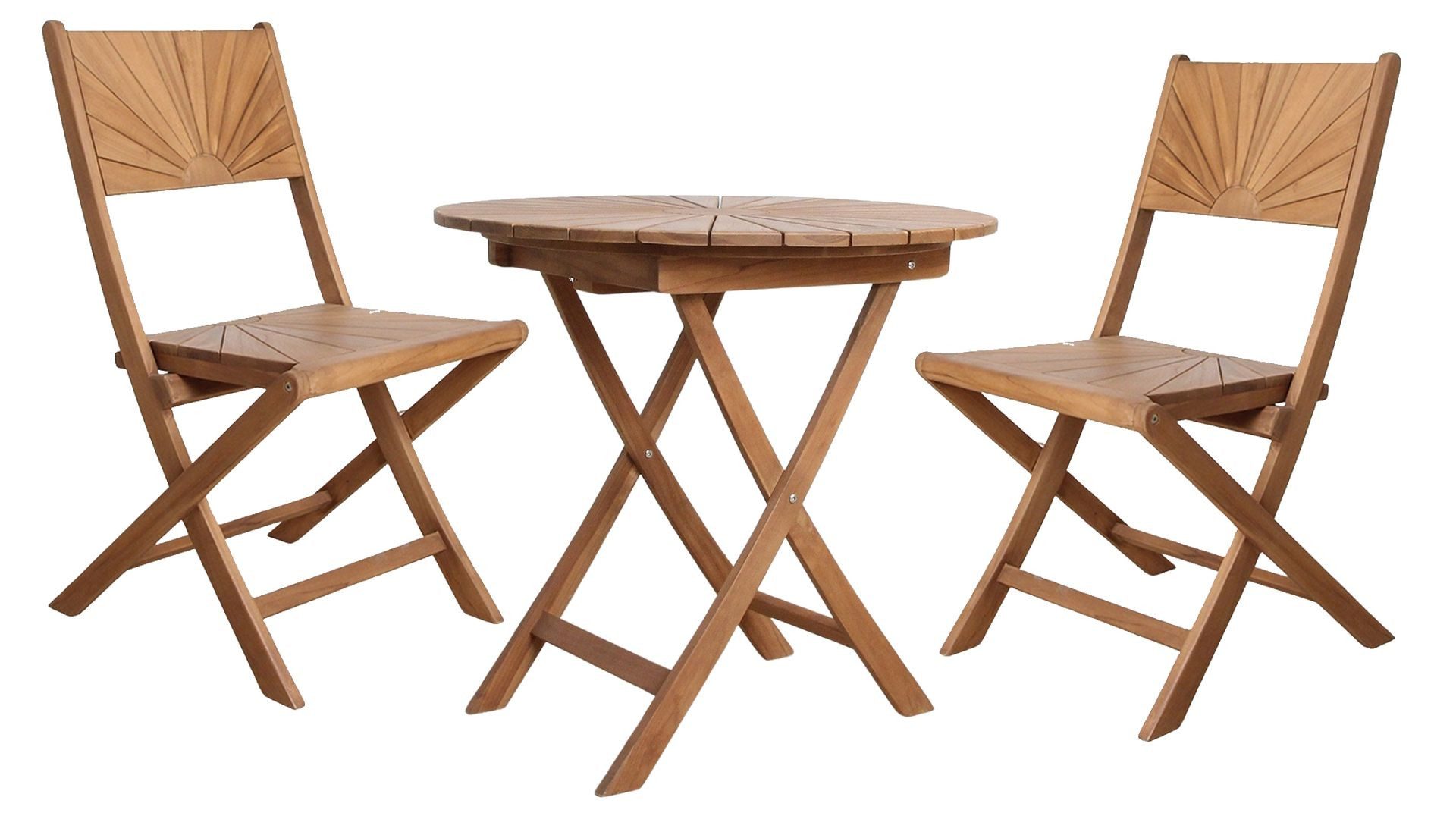 Vintagehaus Garten-Essgruppe Klappstuhl Klapptisch Sunset Boulevard Teakholz Outdoor 3er Set