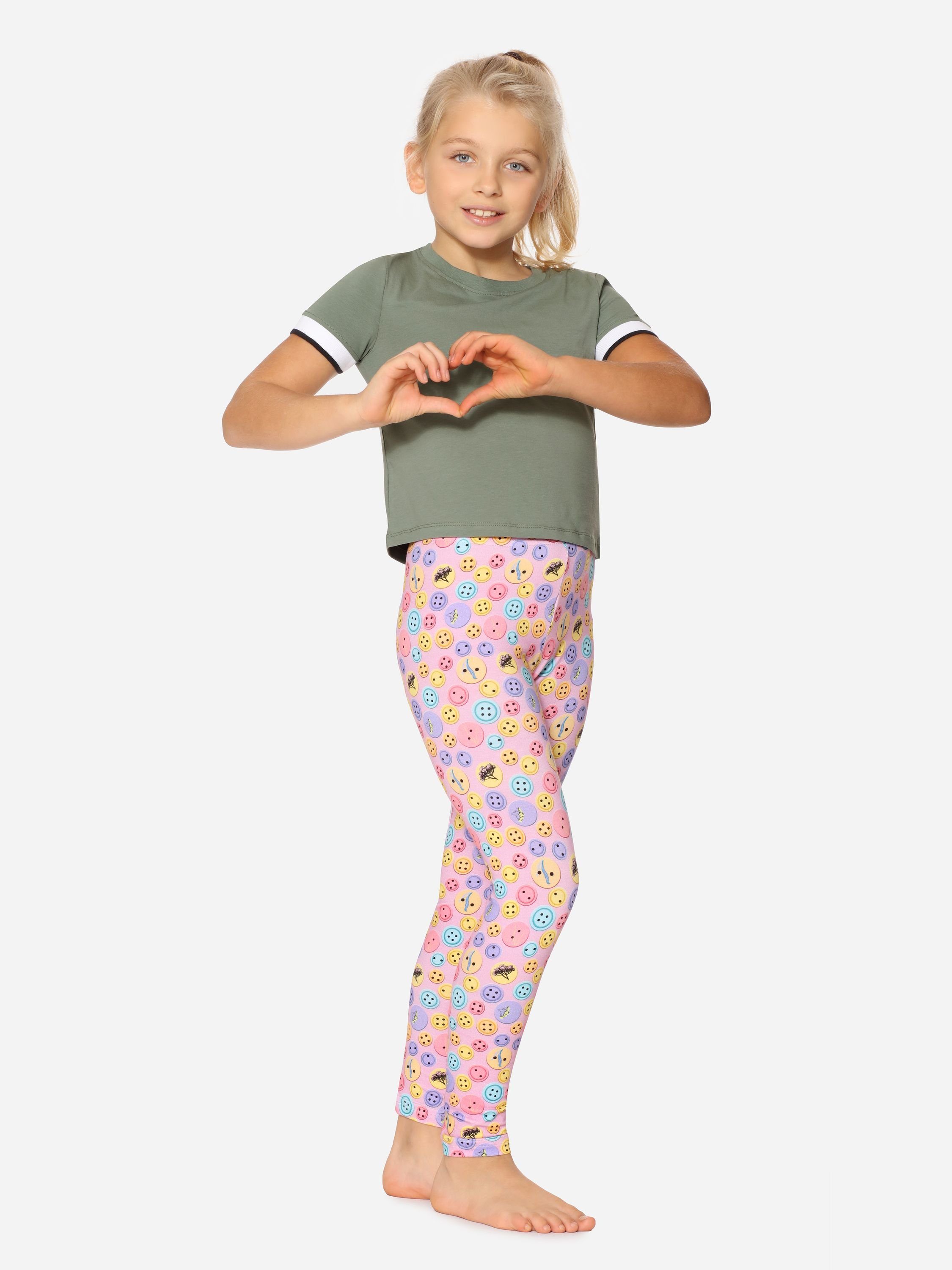 Style MS10-337 (1-tlg) Bund aus Lange elastischer Mädchen Leggings Rosa/Tasten Merry Baumwolle Leggings