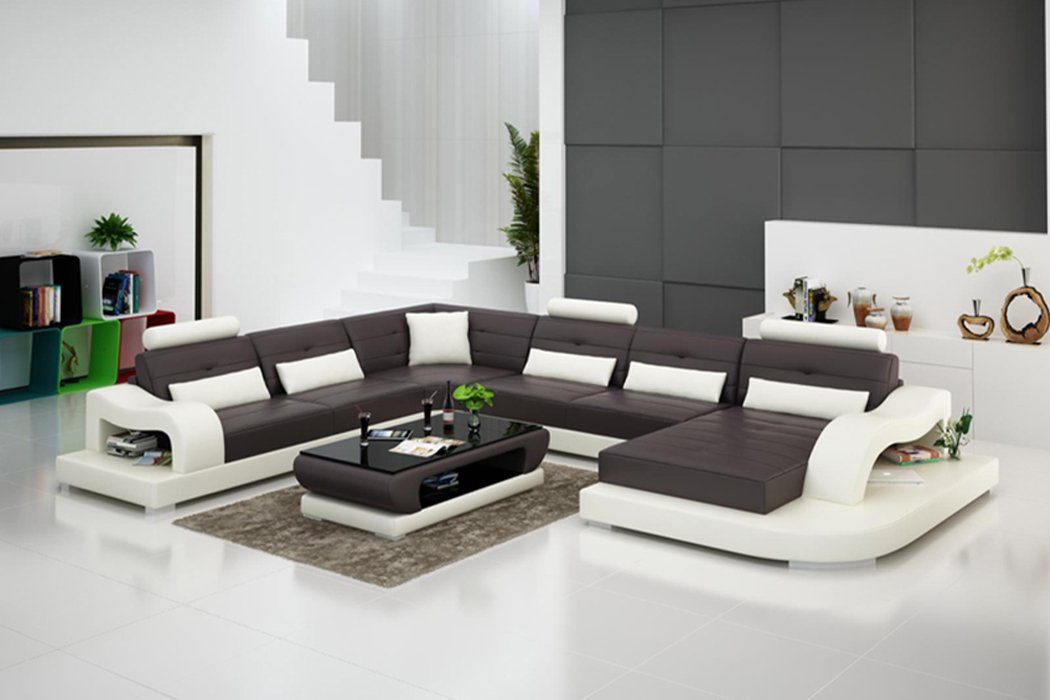 JVmoebel Ecksofa Ecksofa Sofa Couch Polster Eck Sitz Wohnlandschaft Garnitur U Form, Made in Europe Schwarz
