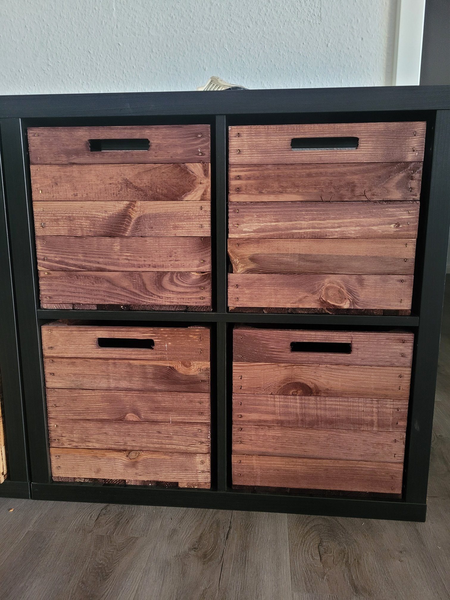 Kistenkolli Altes Land Allzweckkiste 4er Set Holzkiste Vintage Ocker passend für Ikea Kallax Expeditregale (Spar-Set, 4er Set)