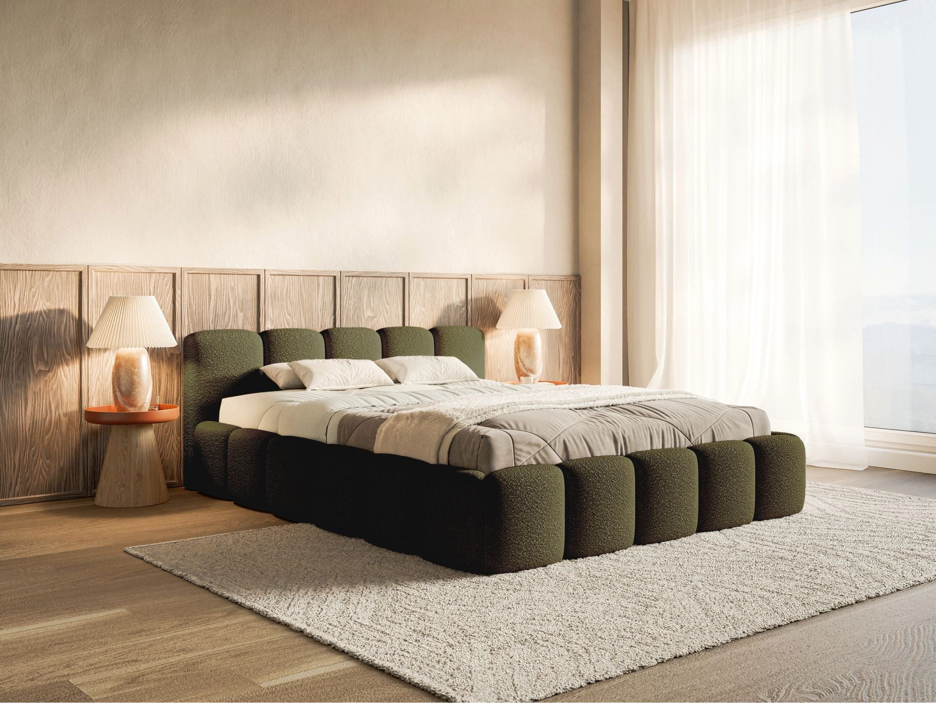 Selsey Polsterbett CLOUDY LOW, Bouclé, Chenille oder Velours, mit/ohne Bettkasten, 140–200 cm