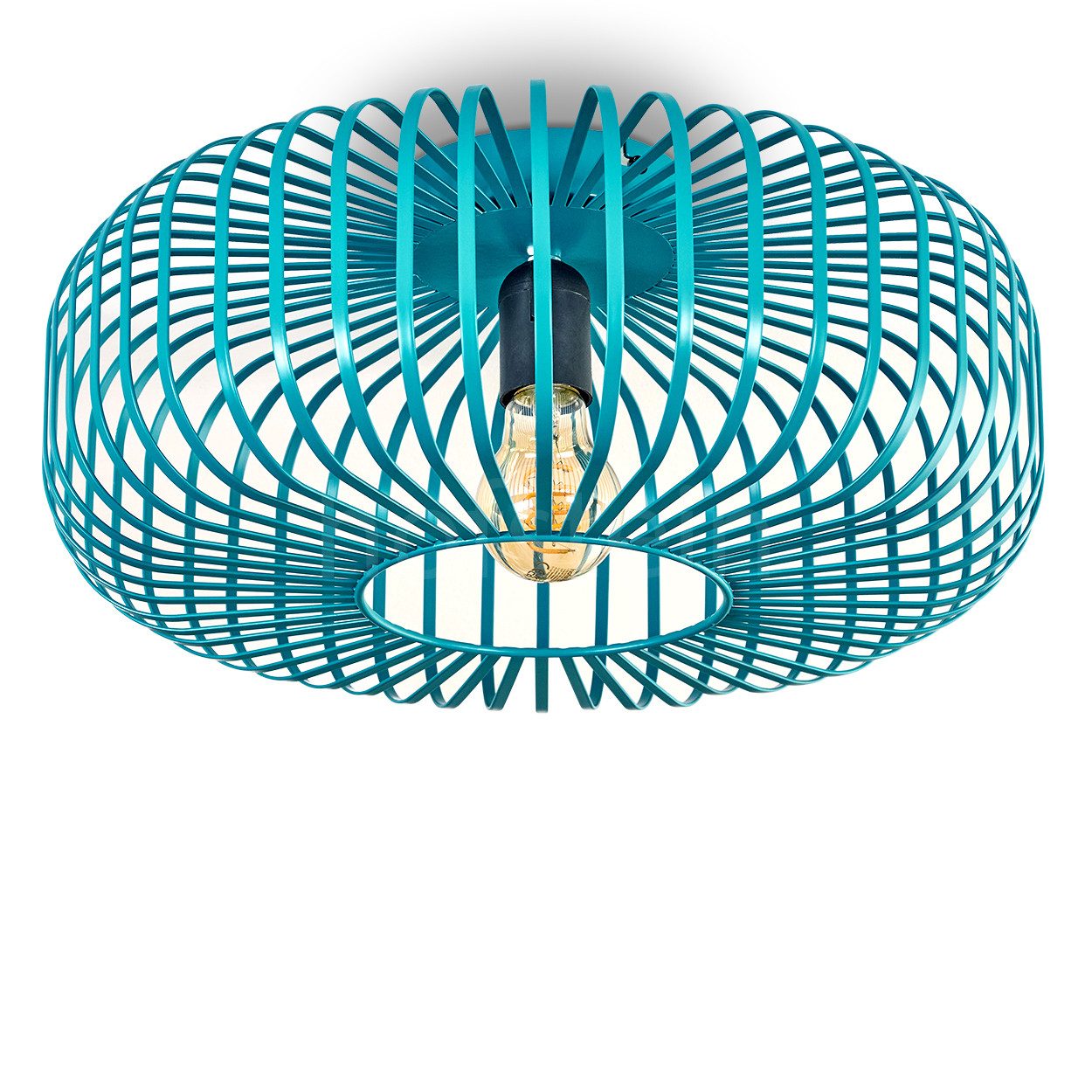 hofstein Deckenleuchte moderne Deckenlampe aus Metall in Petrol, ohne Leuchtmittel, Lichteffekt an der Decke, Ø 40,5 cm, 1 x E27, ohne Leuchtmittel