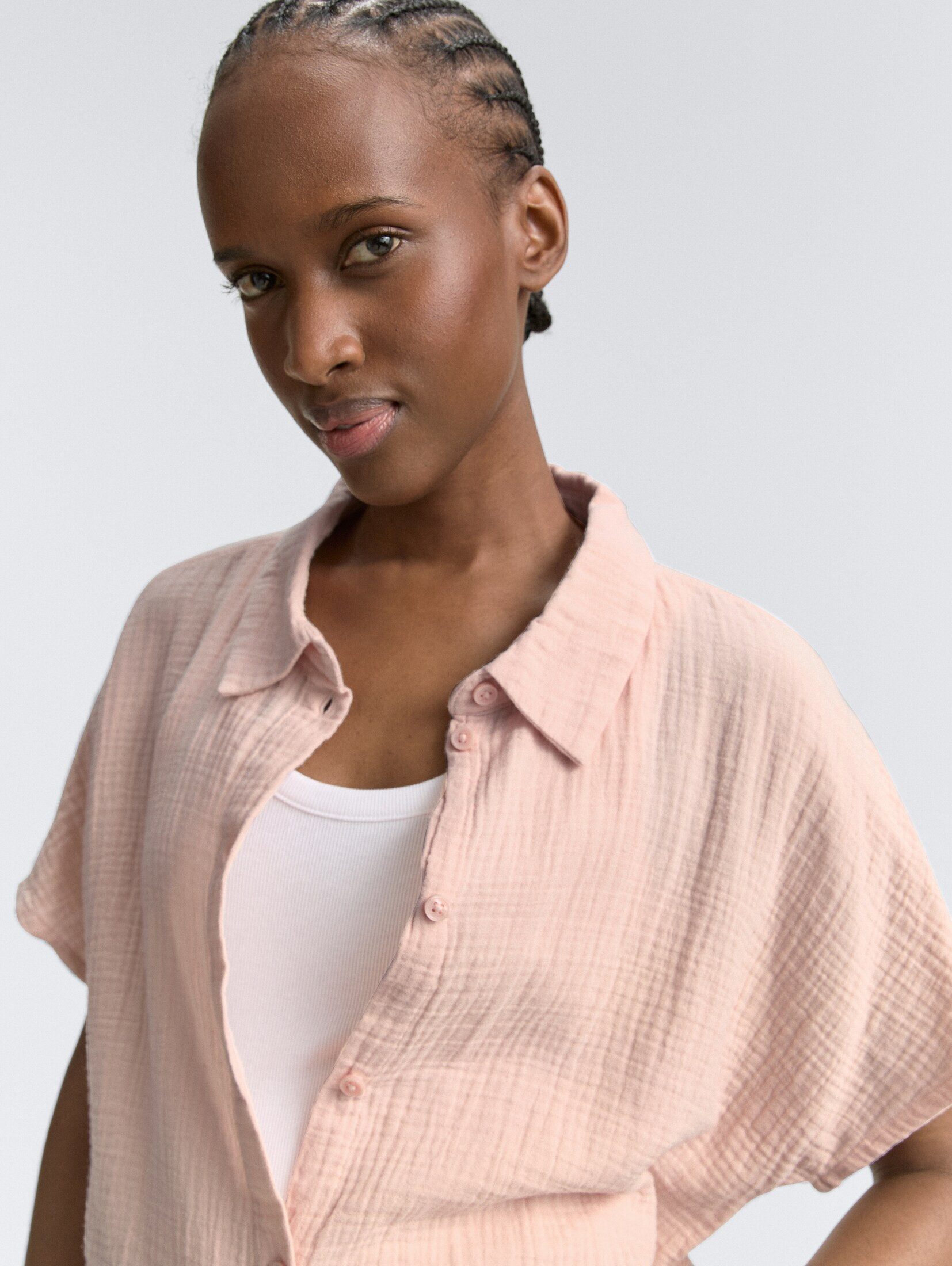 TOM TAILOR Denim Kurzarmbluse Blusen & Shirts Boxy Fit Musselin Bluse