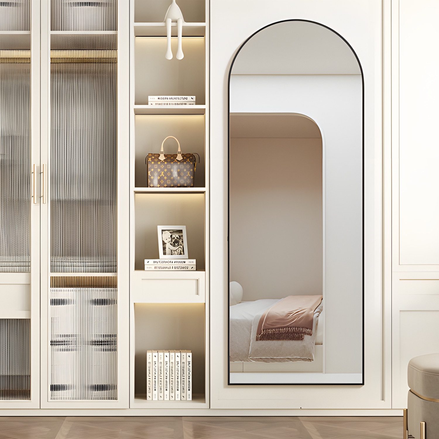 Elemango Ganzkörperspiegel gewölbter Bodenspiegel, großer Boden-Spiegel,mit günstig online kaufen