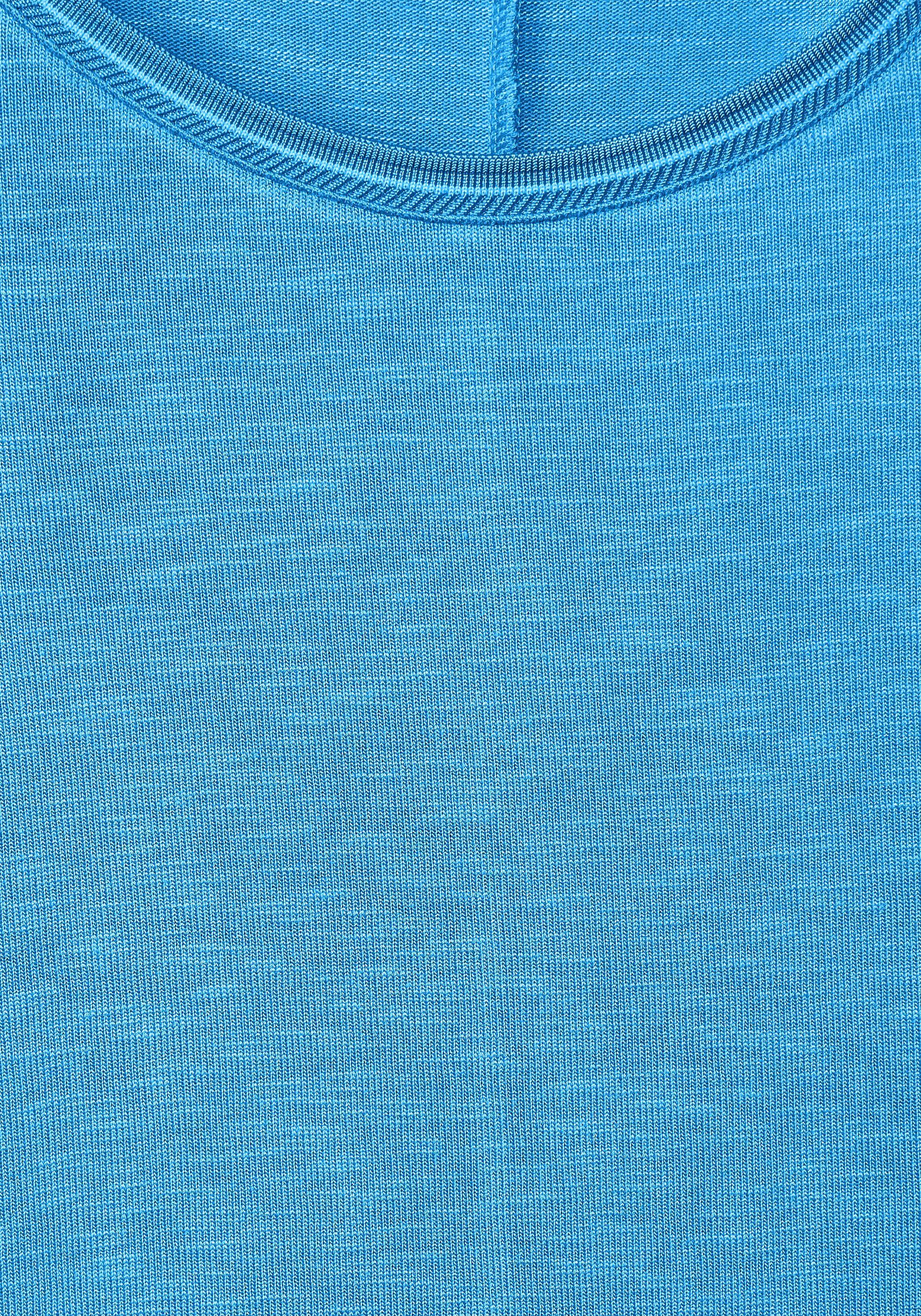 STREET ONE Rundhalsshirt in angenehmen blue Slubyarn einem splash