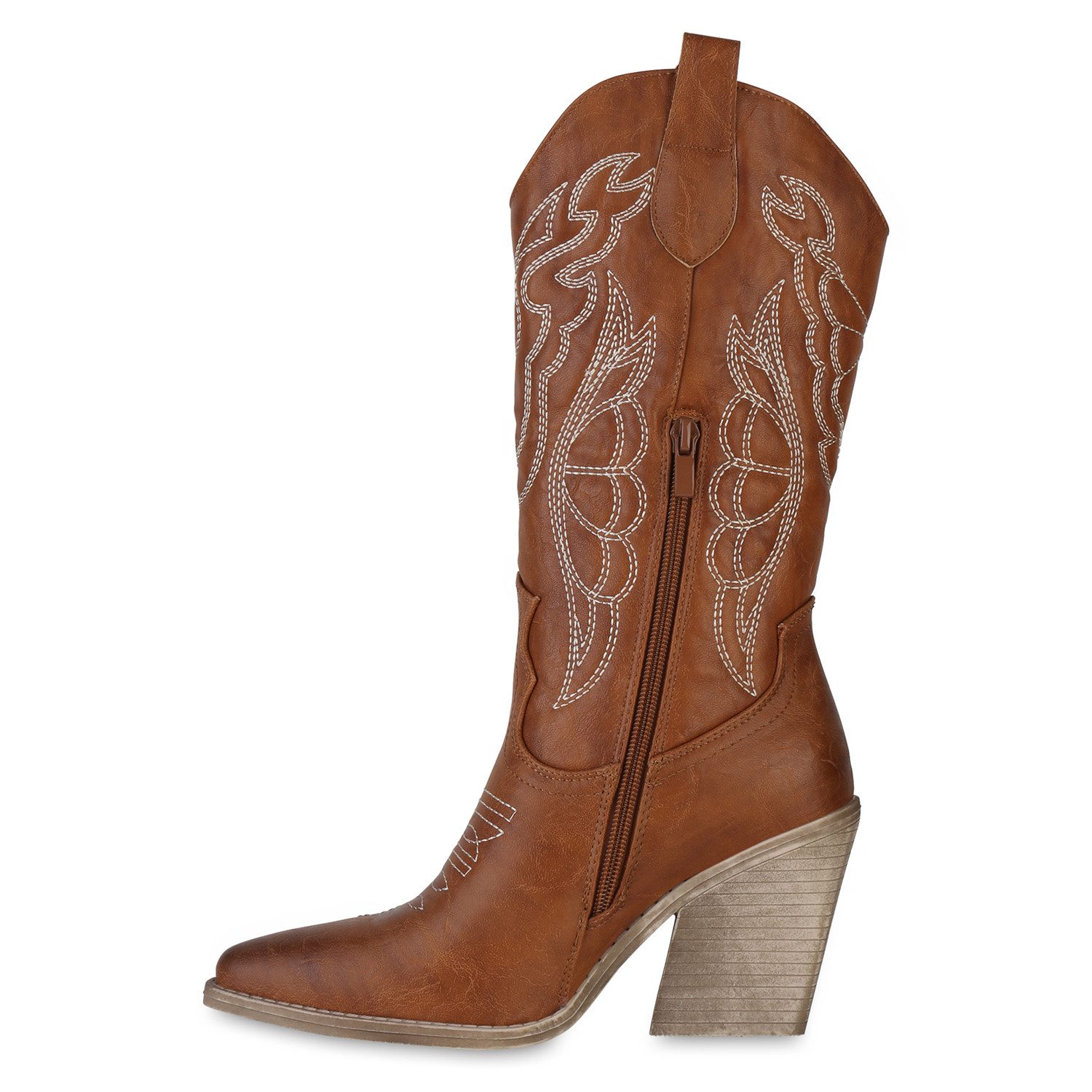 VAN HILL 840906 Cowboystiefel Damen Cowboystiefel Stiefel Spitze Stickereie günstig online kaufen