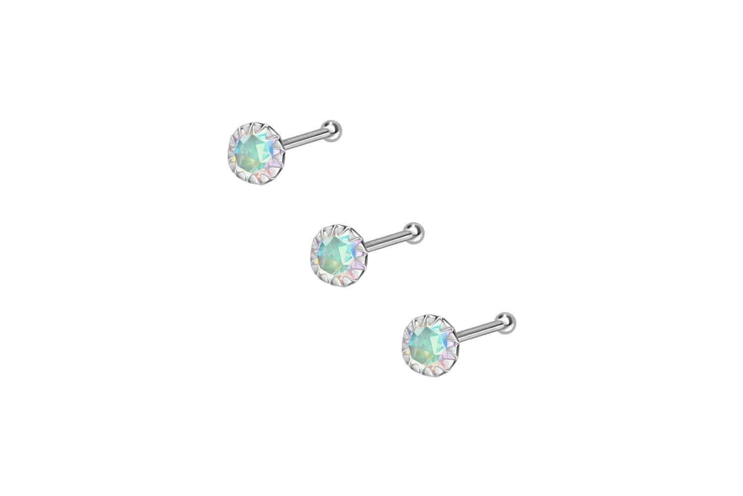 PIERCINGLINE Nasenpiercing SET 925er Silber Nasenstecker Pin EINGEFASSTER K günstig online kaufen