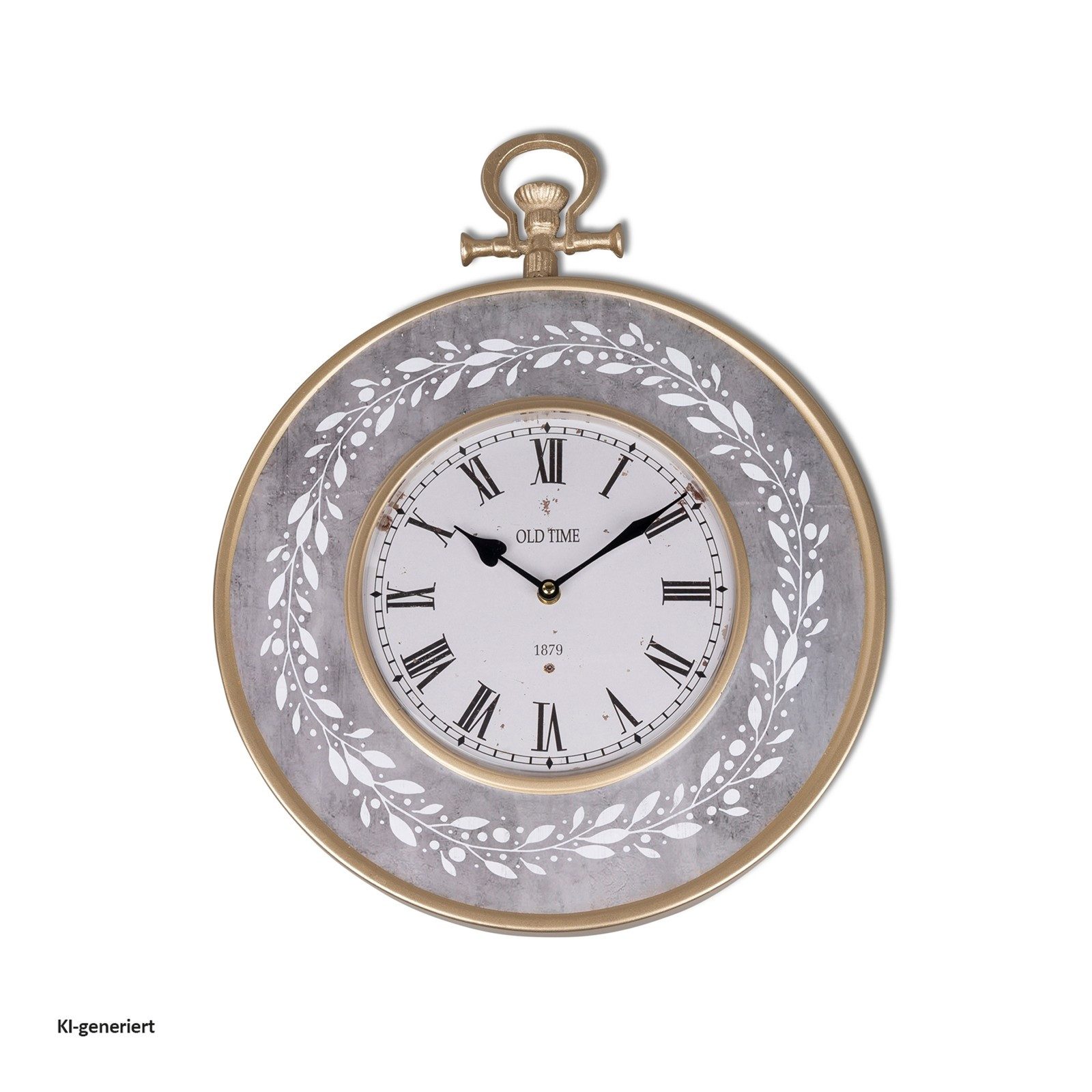 formano Wanduhr Wanduhr grau antik mit Ranke 38 cm (analog batteriebetrieben)